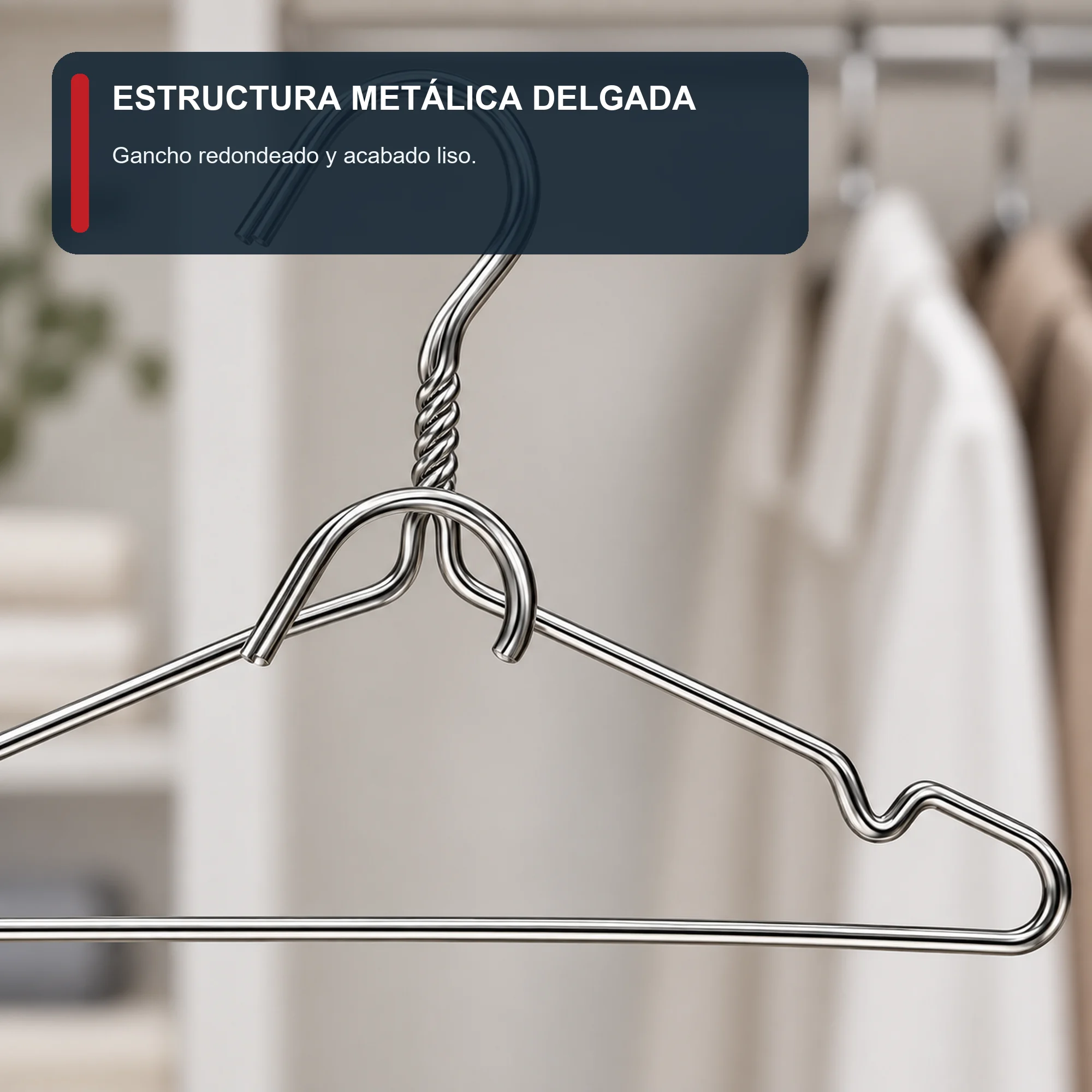Set de 5 Colgadores Metálicos con Muescas de 40 cm