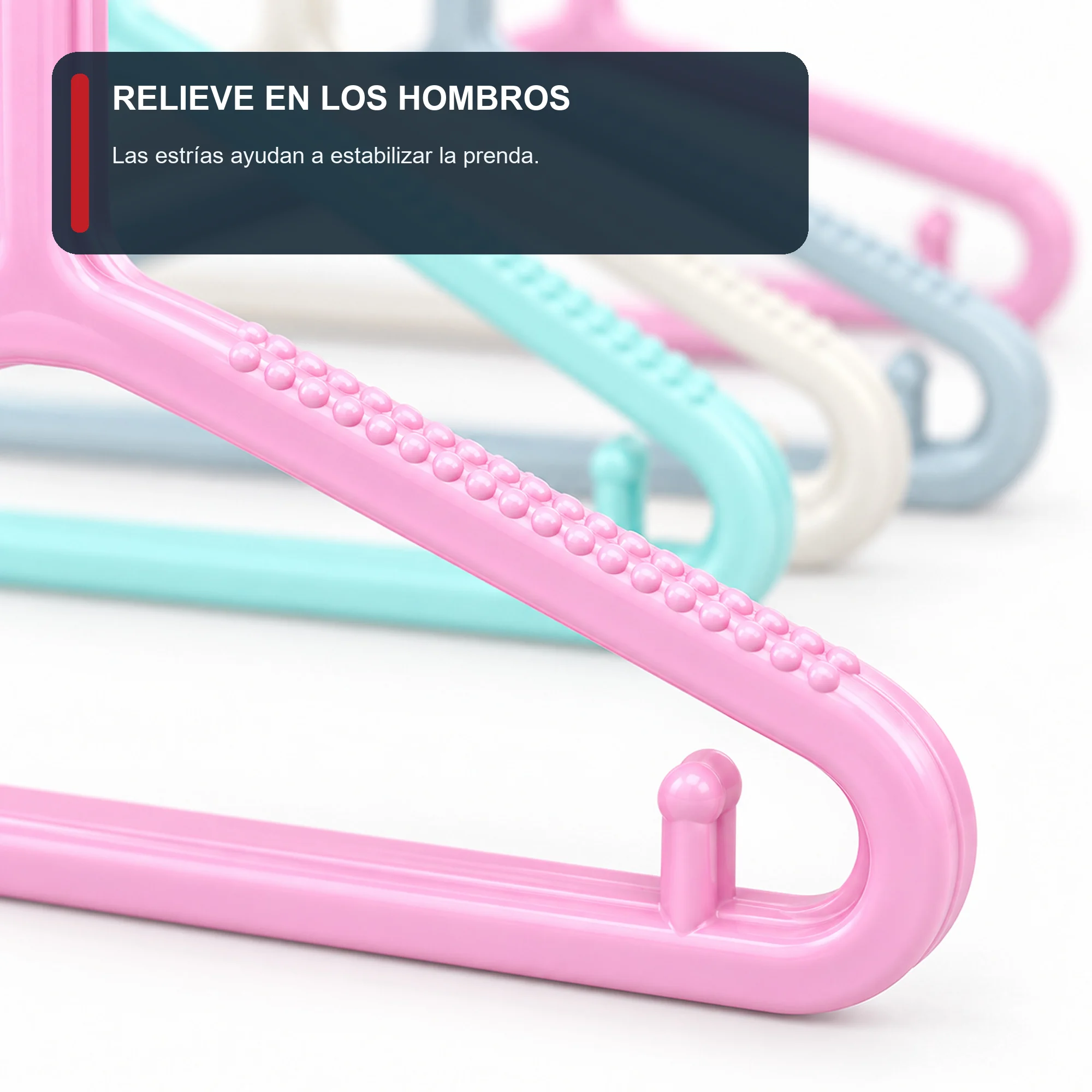 Set de 5 Colgadores de Plástico, 37 cm