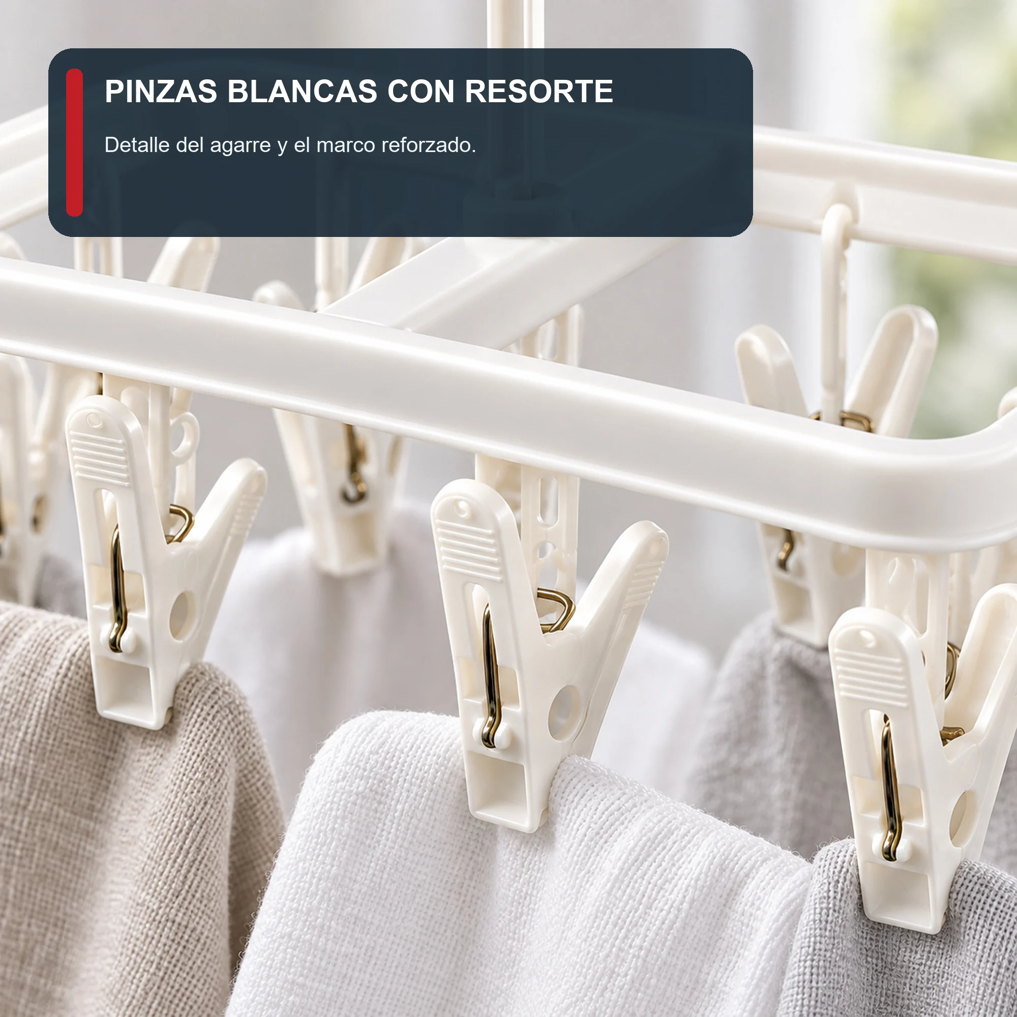 Tendedero Colgante Rectangular Compacto con 12 Pinzas, 26 × 11 cm