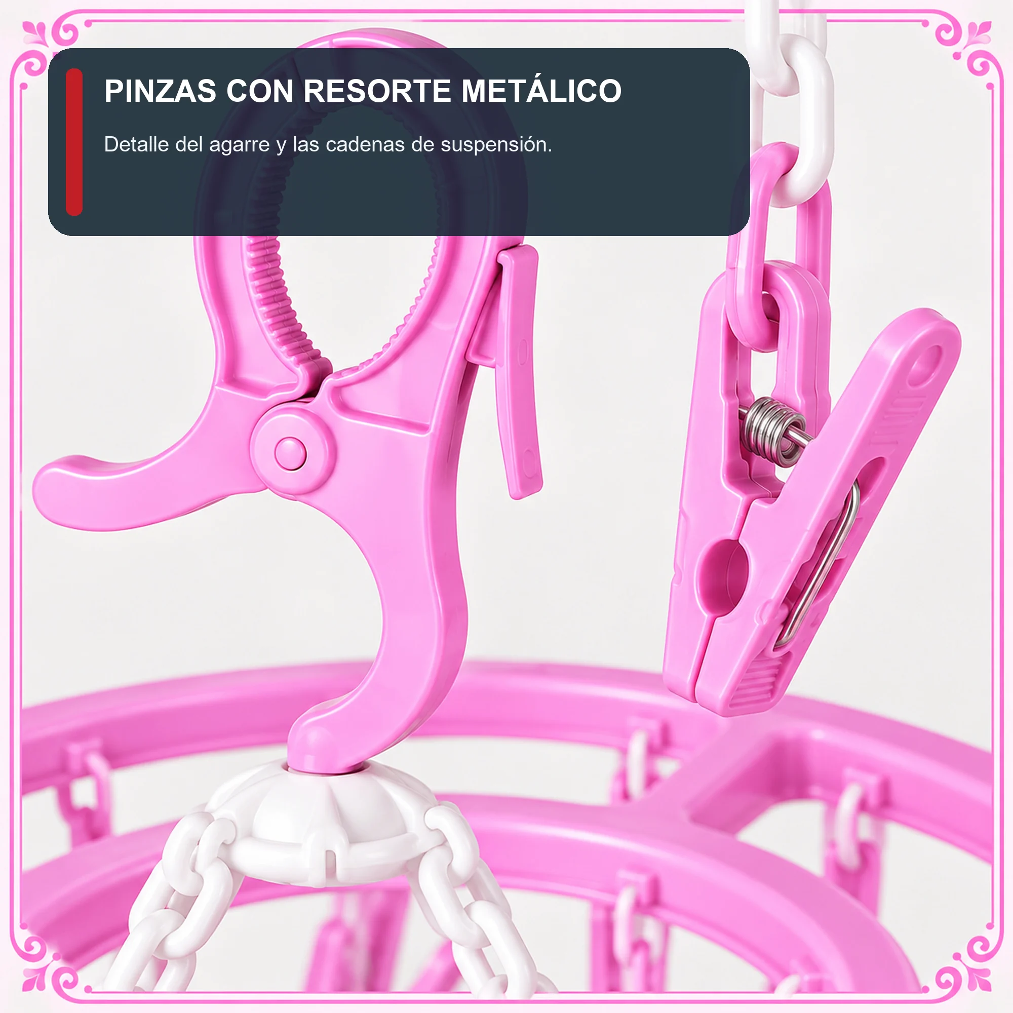 Tendedero Colgante Circular Decorativo con 16 Pinzas, diámetro 33 cm