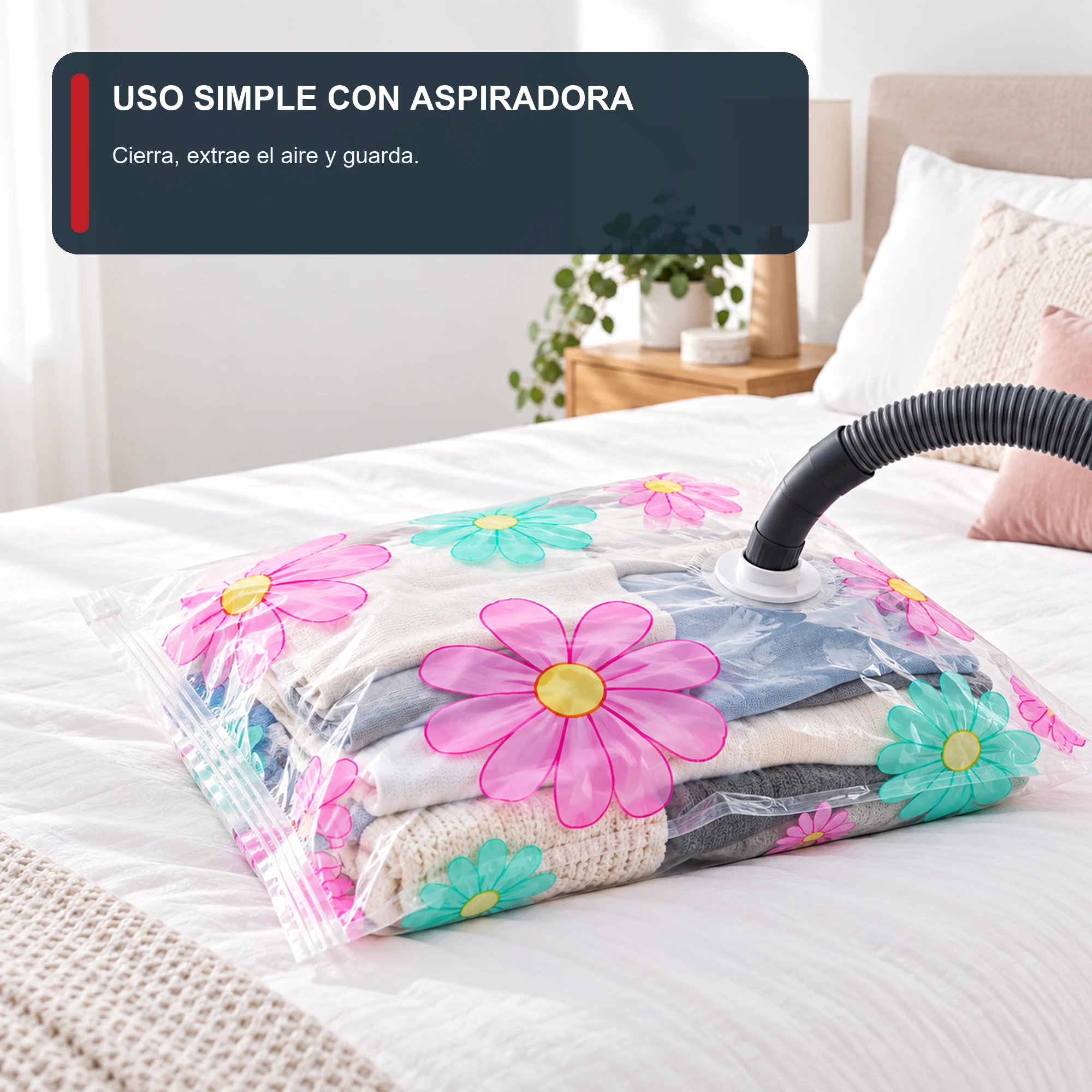 Bolsa de Compresión al Vacío Estampada para Ropa, 60 × 80 cm, 1 Unidad
