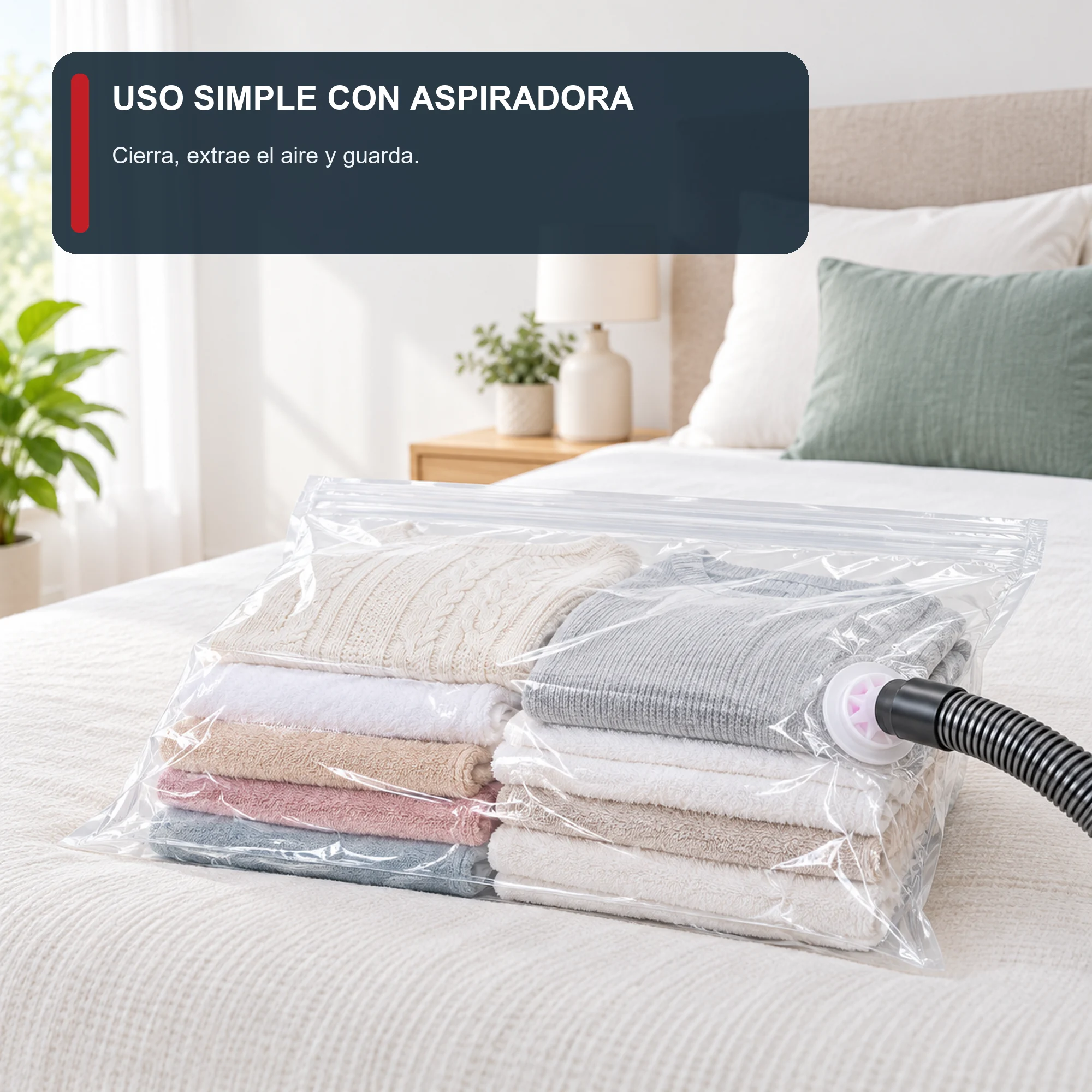 Bolsa de Compresión al Vacío Transparente para Ropa, 60 × 80 cm, 1 Unidad