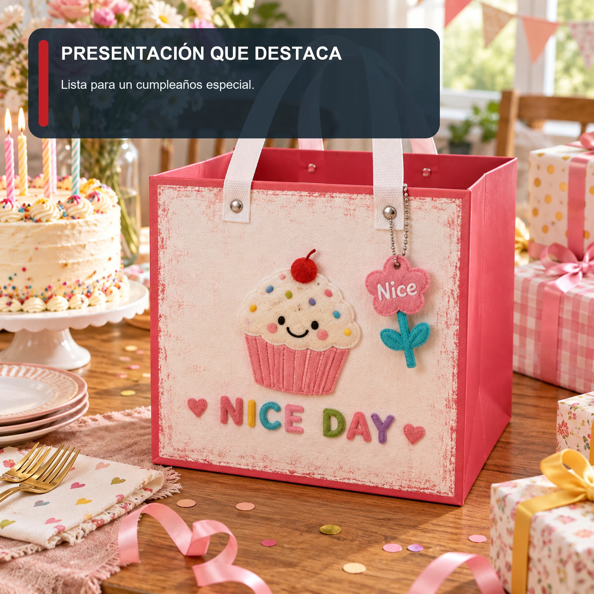 Bolsa de Regalo Rígida Profunda Con Cupcake con Formato Profundo Con Cupcake, 26 × 26 × 25 cm
