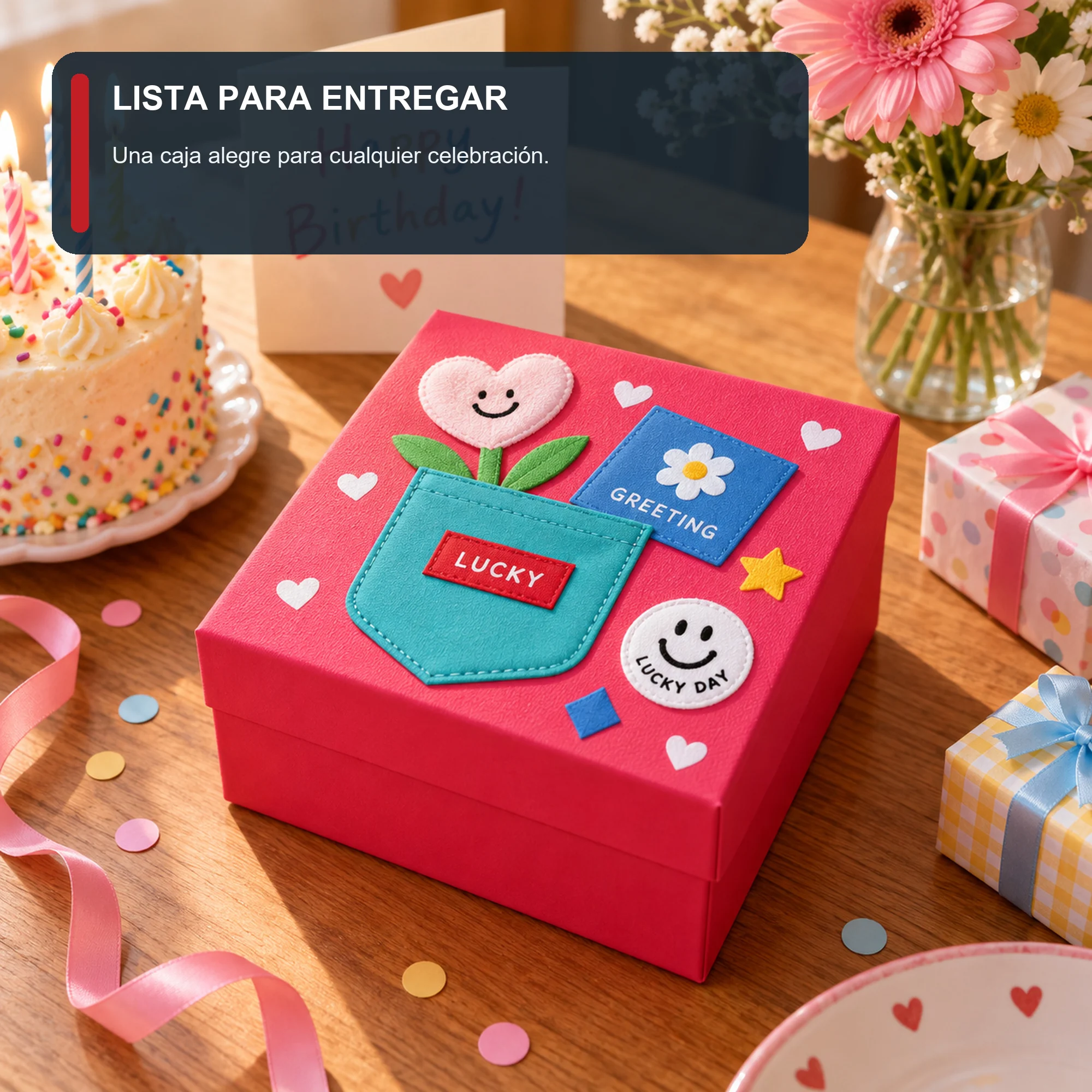 Caja de Regalo Caja Compacta Lucky, 12 × 12 × 6 cm