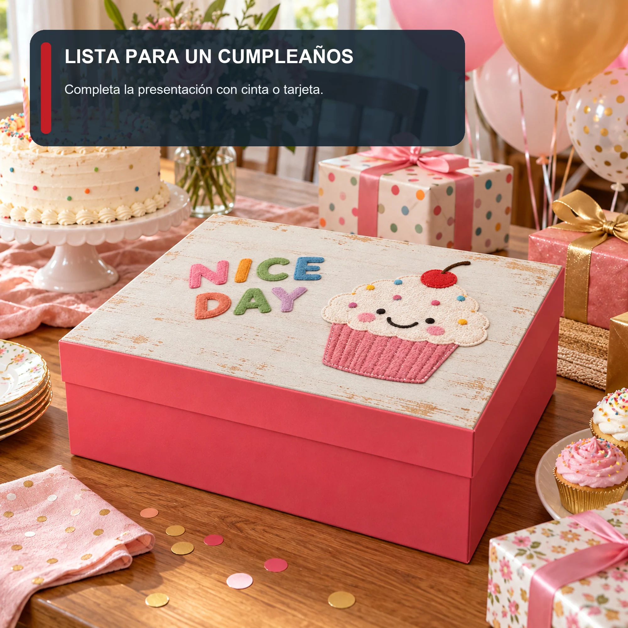 Caja de Regalo Caja Grande Con Cupcake, 36,5 × 26 × 10,5 cm