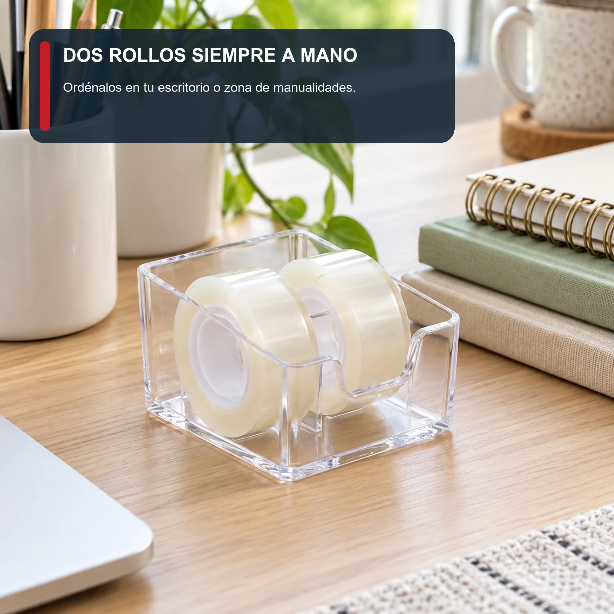 Cinta Adhesiva Transparente, 2 Rollos de 18 mm × 30 m