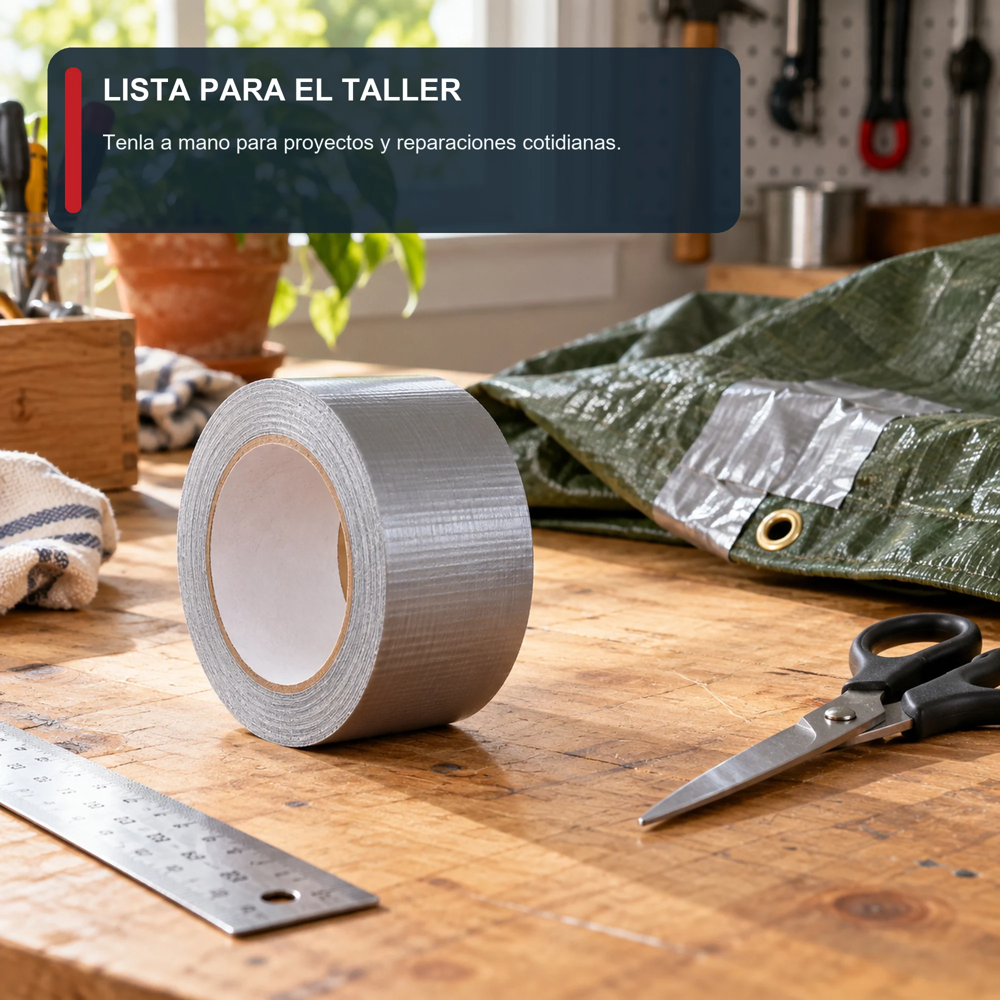 Cinta Americana de Tela Plateada, 48 mm × 15 m