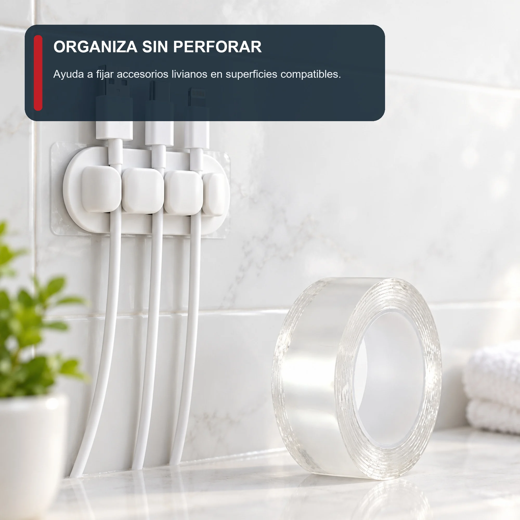 Cinta Doble Contacto de Gel Acrílico Transparente, 30 mm × 3 m
