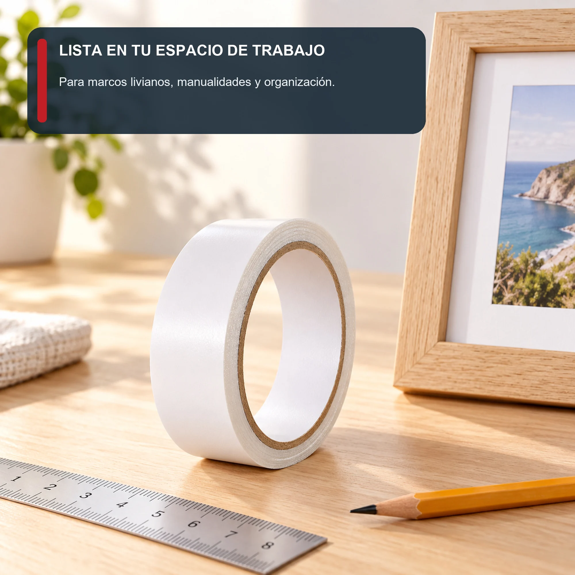 Cinta Doble Faz de Espuma Blanca, 18 mm × 20 m