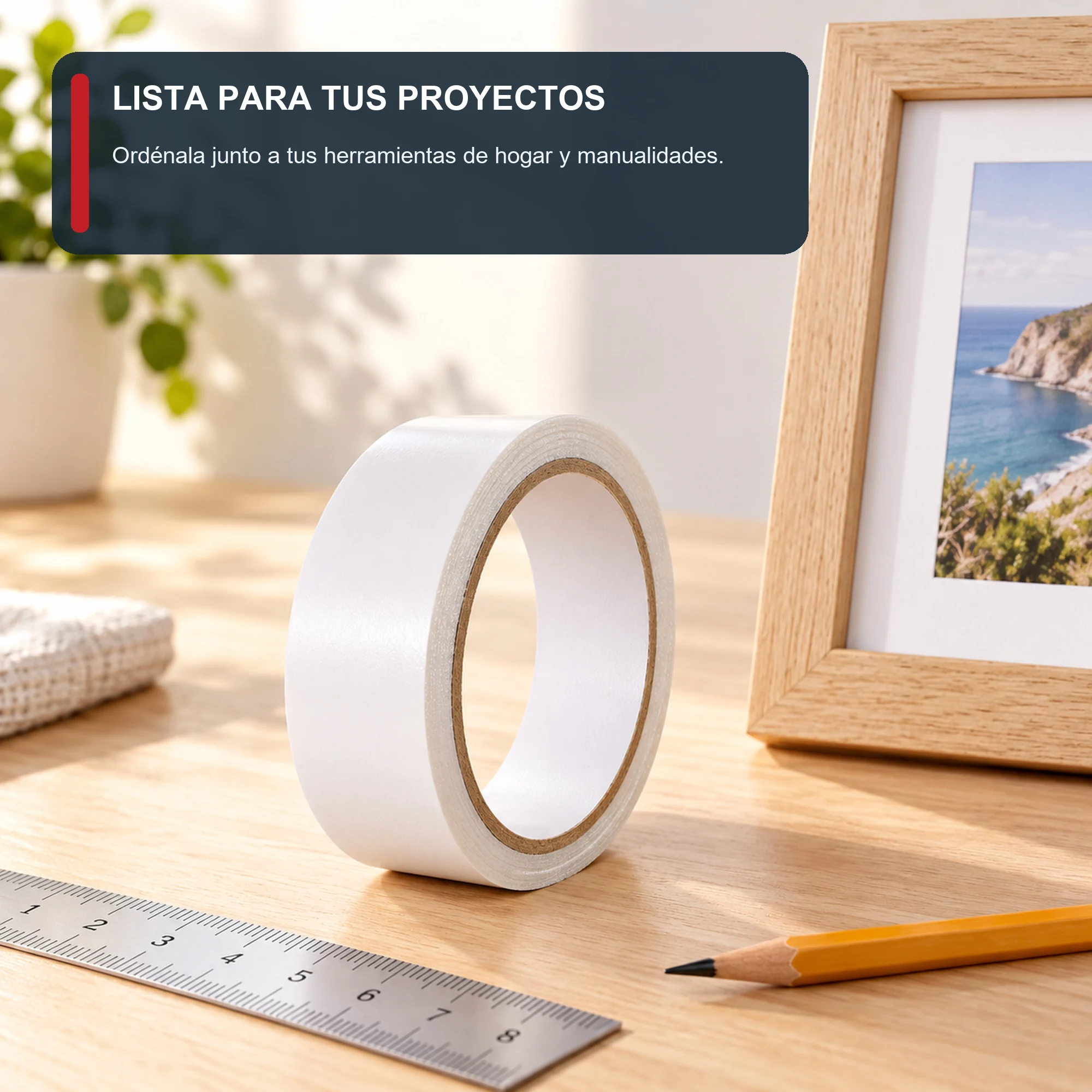 Cinta Doble Faz de Espuma Blanca, 18 mm × 3 m