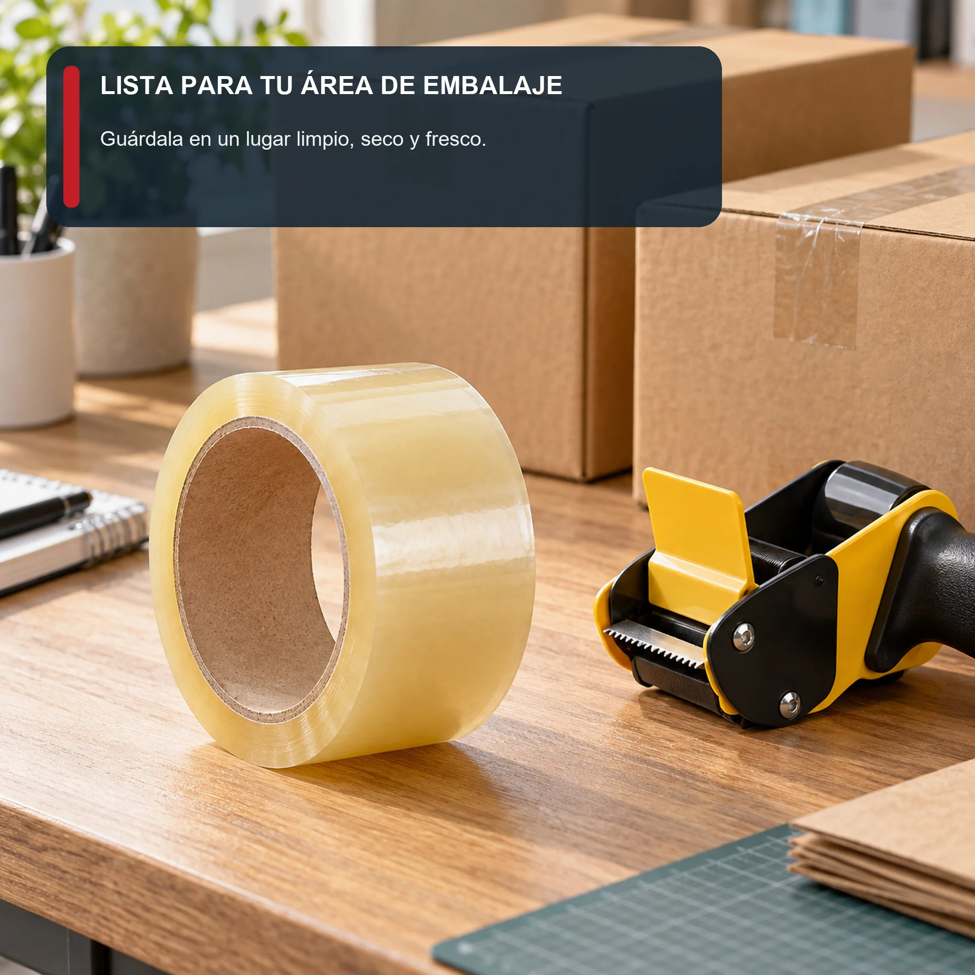 Cinta de Embalaje Transparente Beige, 48 mm × 90 m