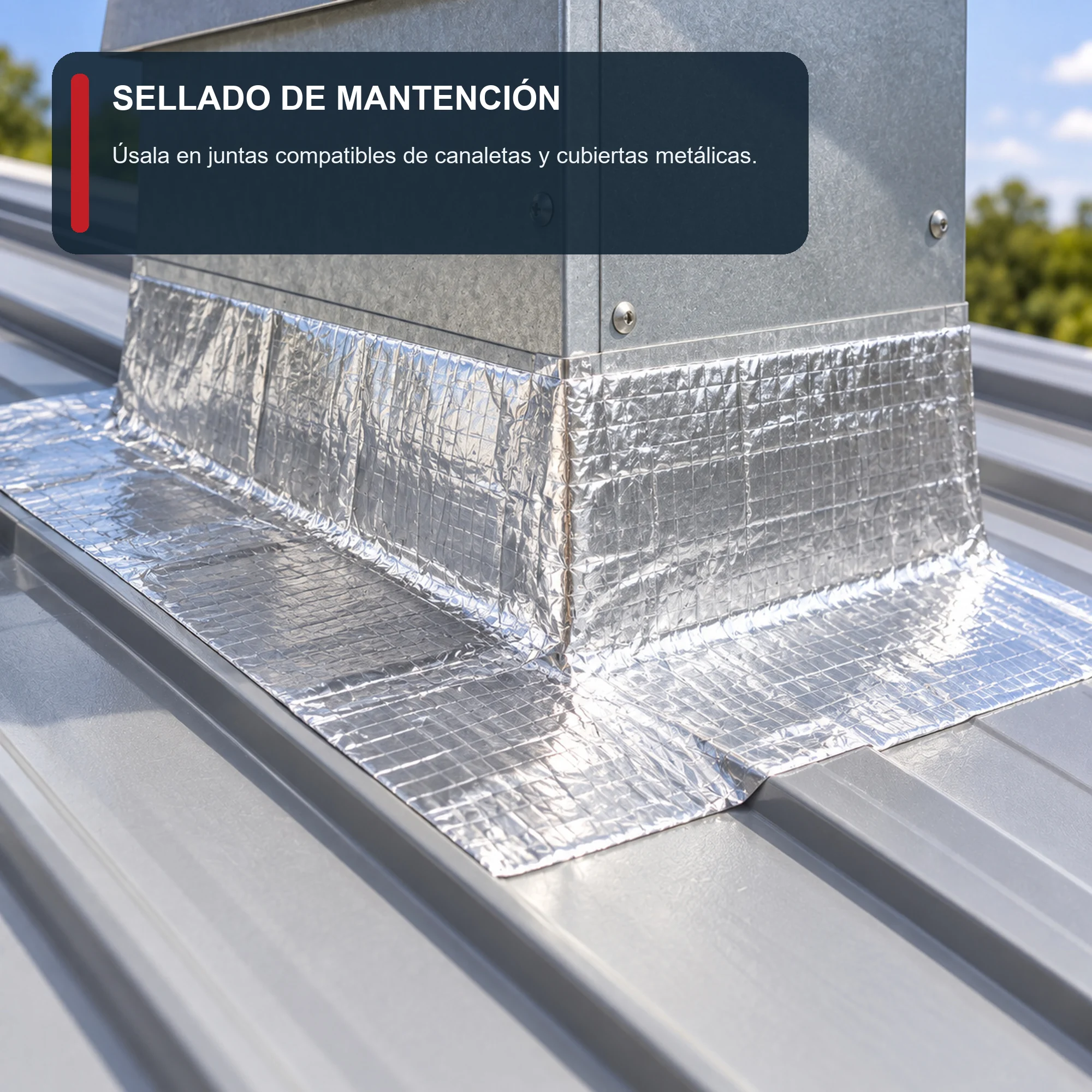 Cinta Impermeable de Aluminio con Butilo, 75 mm × 2,5 m
