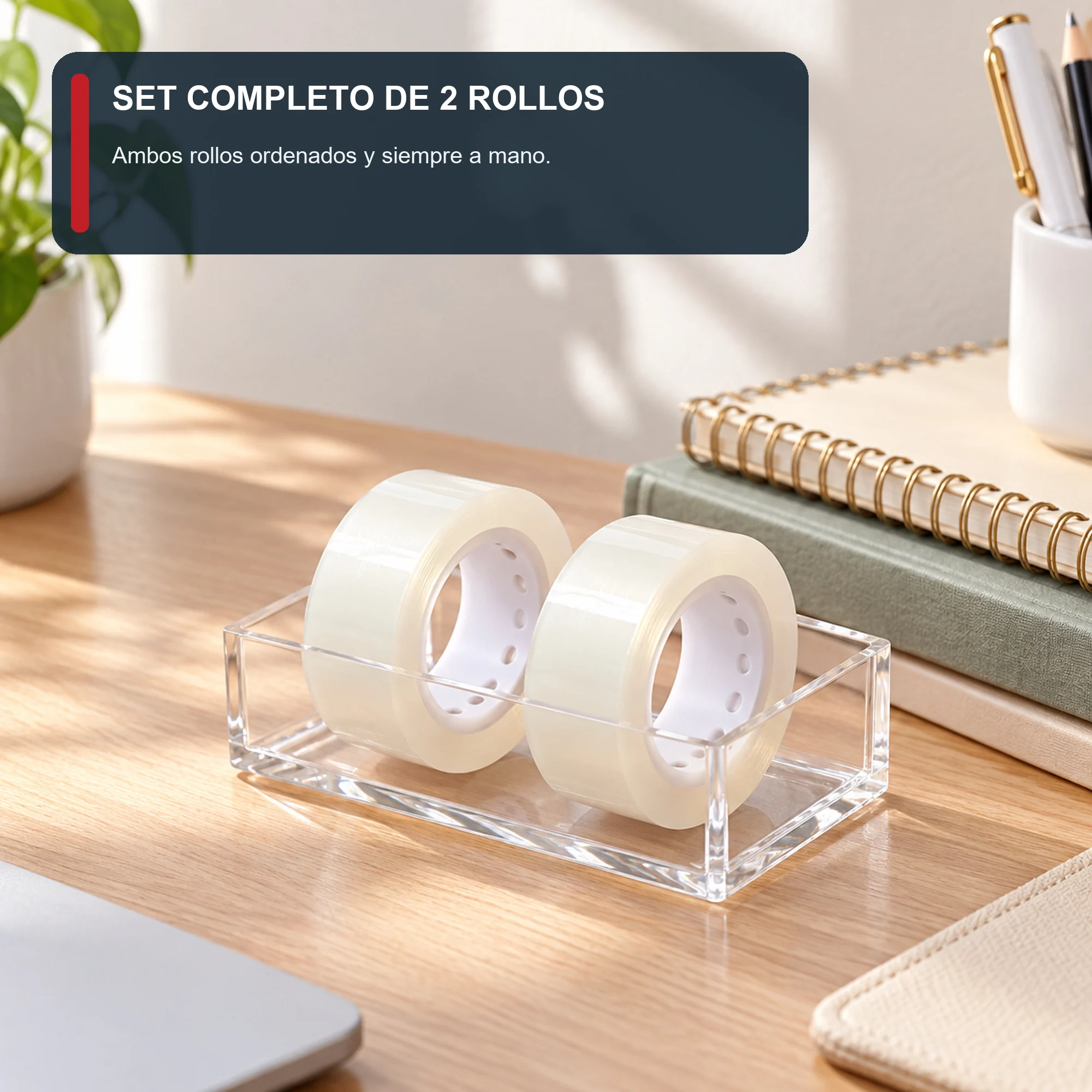 Cinta Adhesiva Transparente, 2 Rollos de 18 mm × 30 m