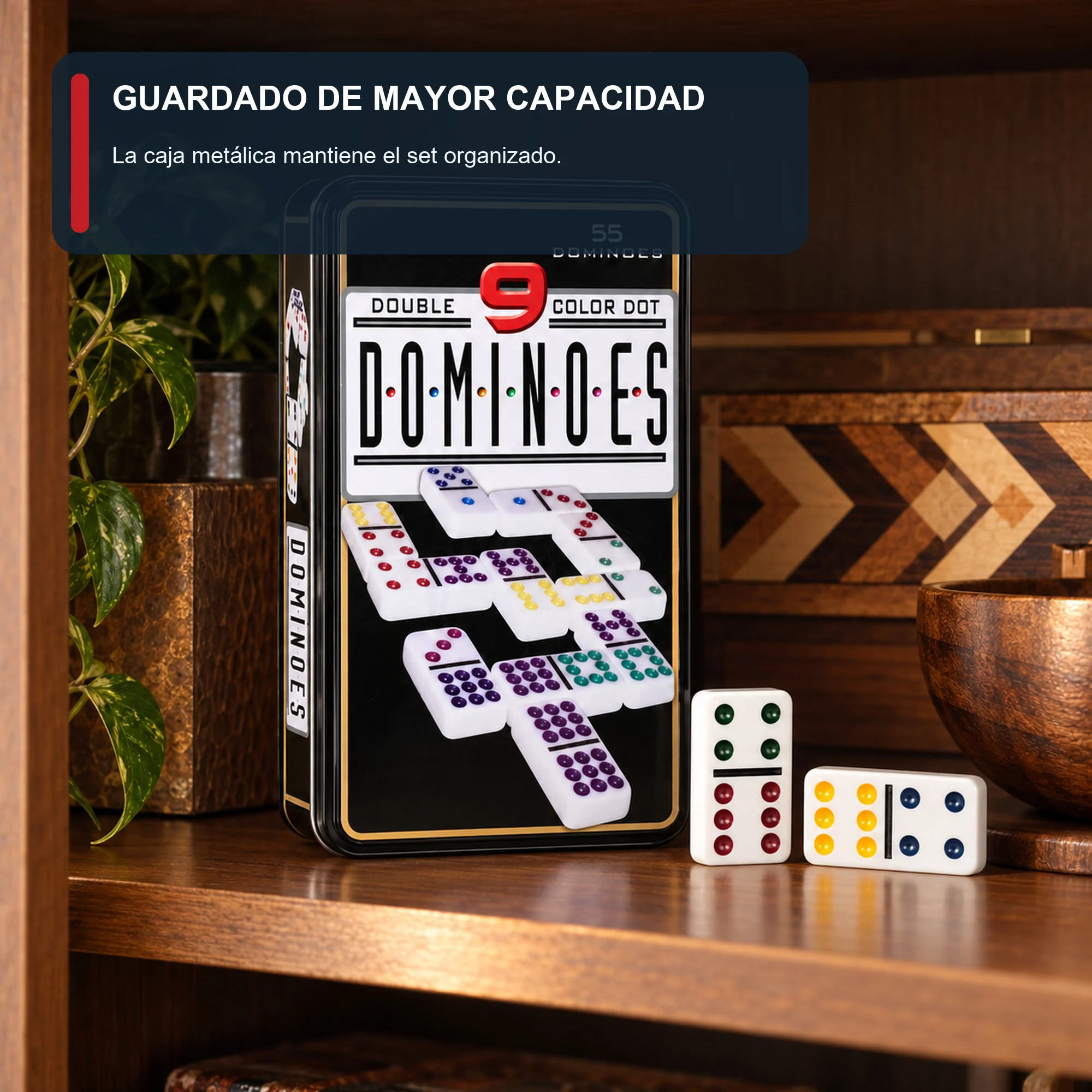 Dominó Doble Nueve de 55 Fichas con Caja Metálica