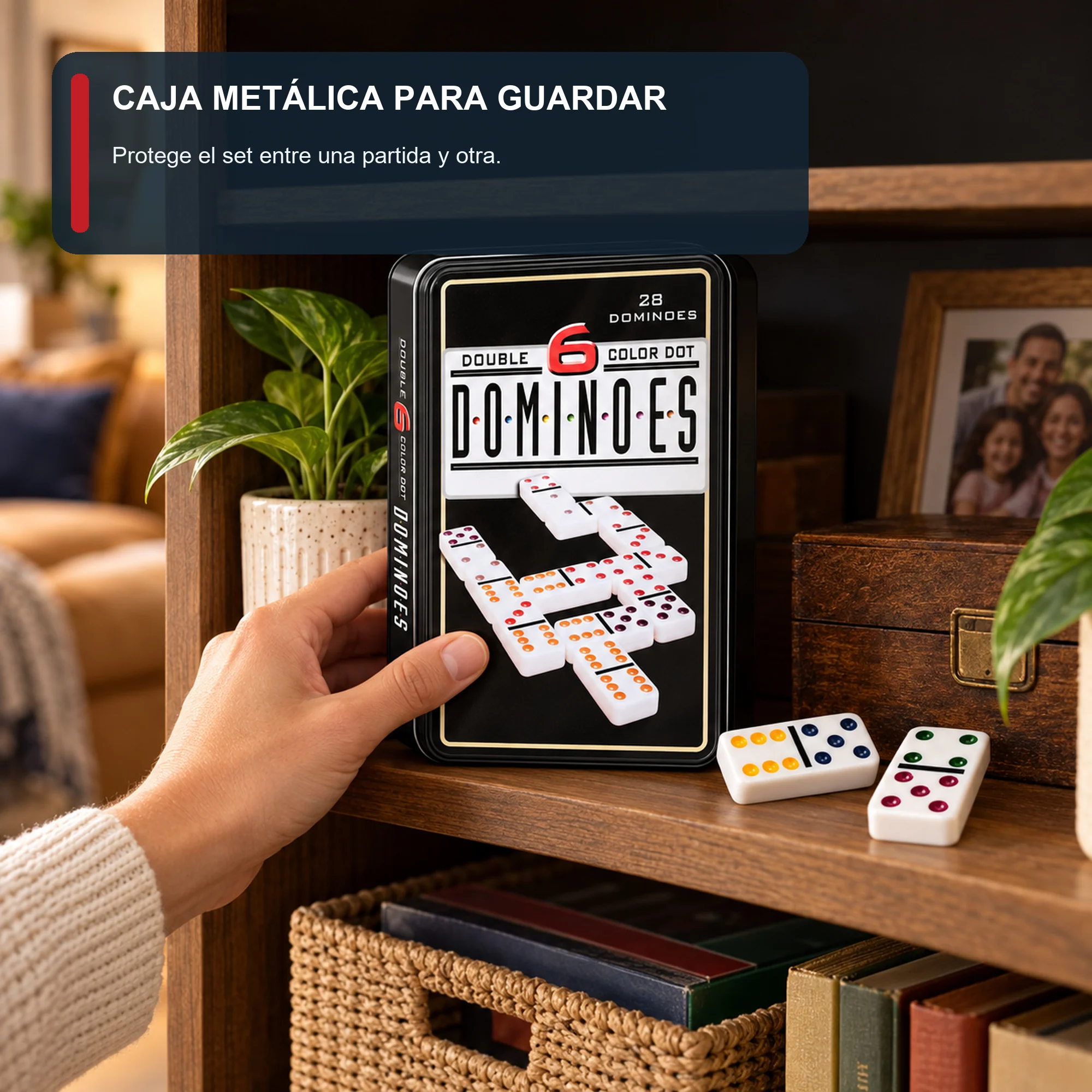 Dominó Doble Seis de 28 Fichas con Caja Metálica