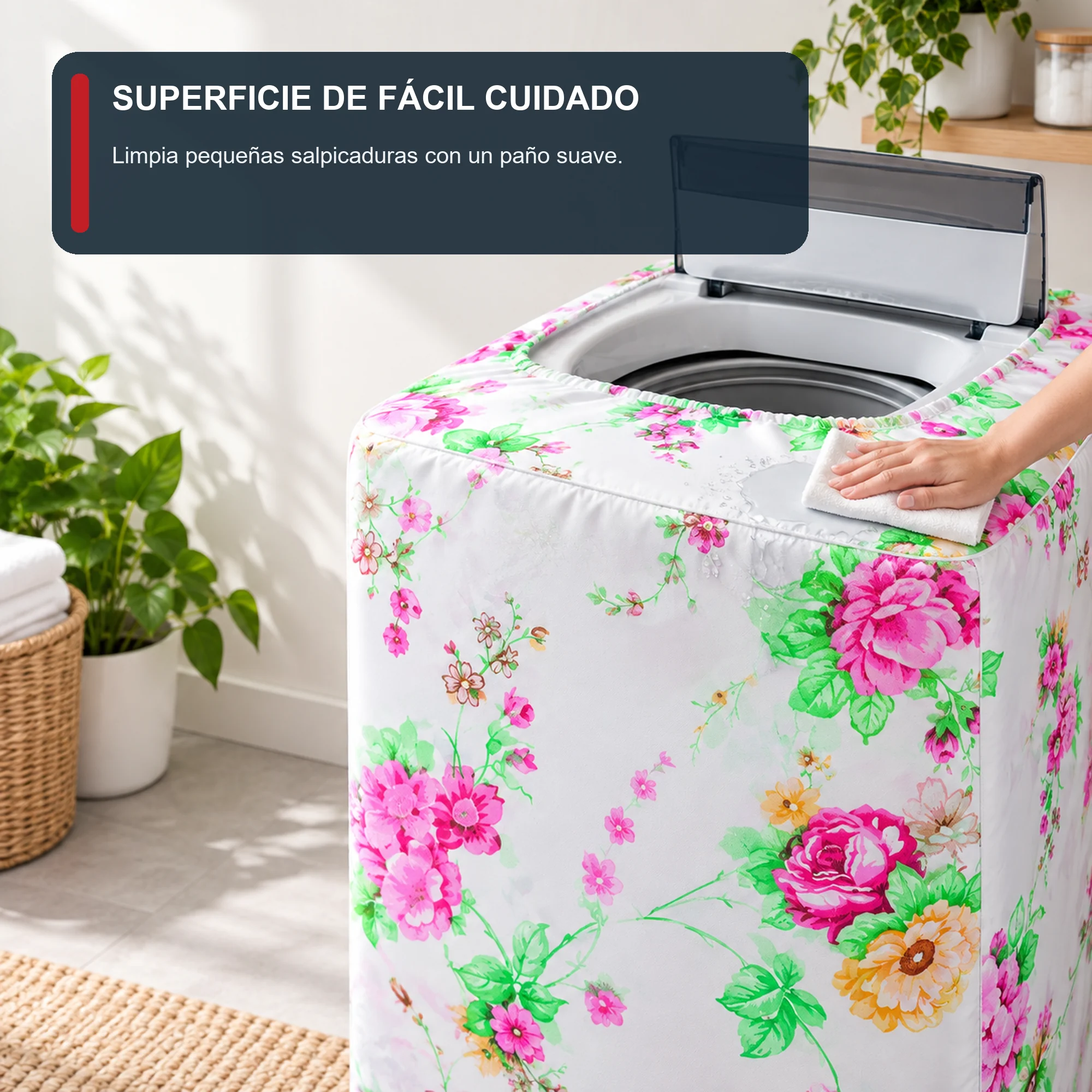 Funda Floral para Lavadora de Carga Superior, 55 × 58 × 87 cm