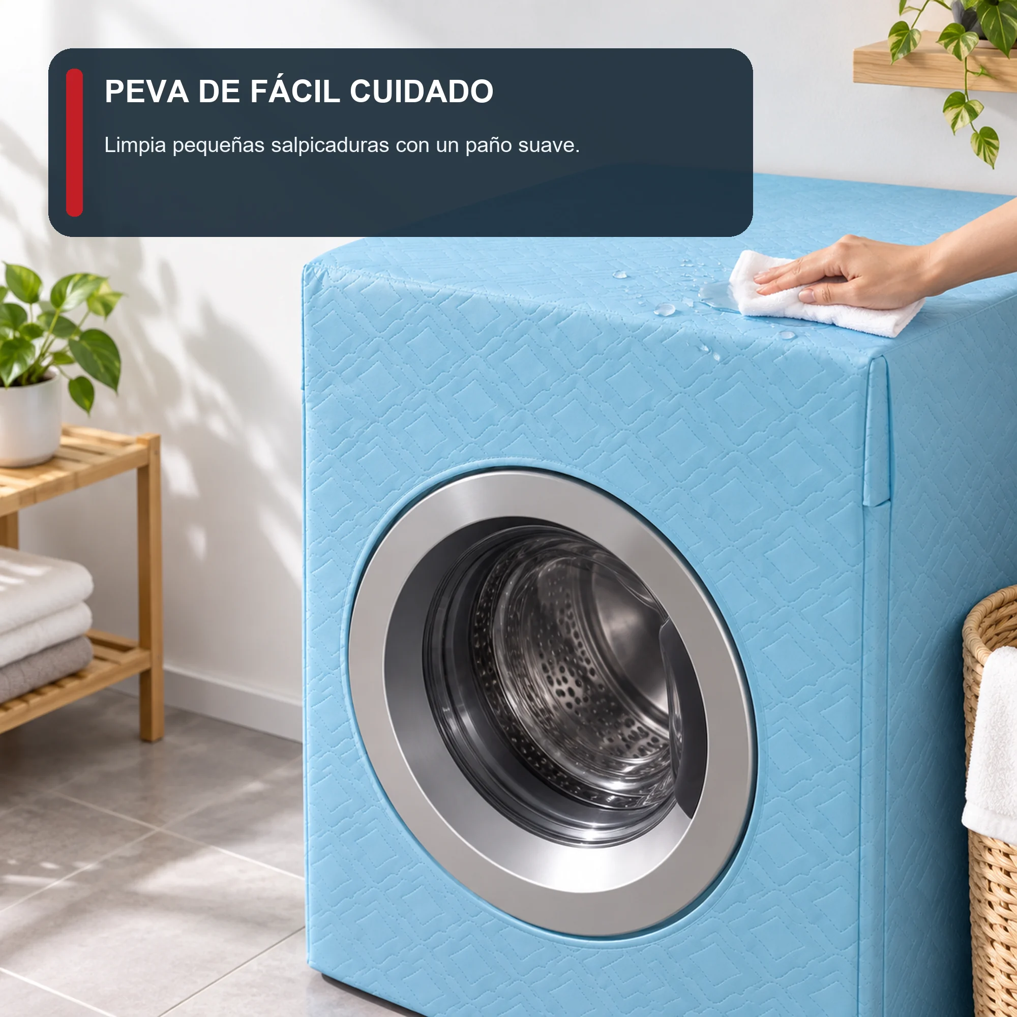 Funda de Lavadora 100% PEVA para Carga Frontal, Color Liso Surtido, 58 × 62 × 85 cm