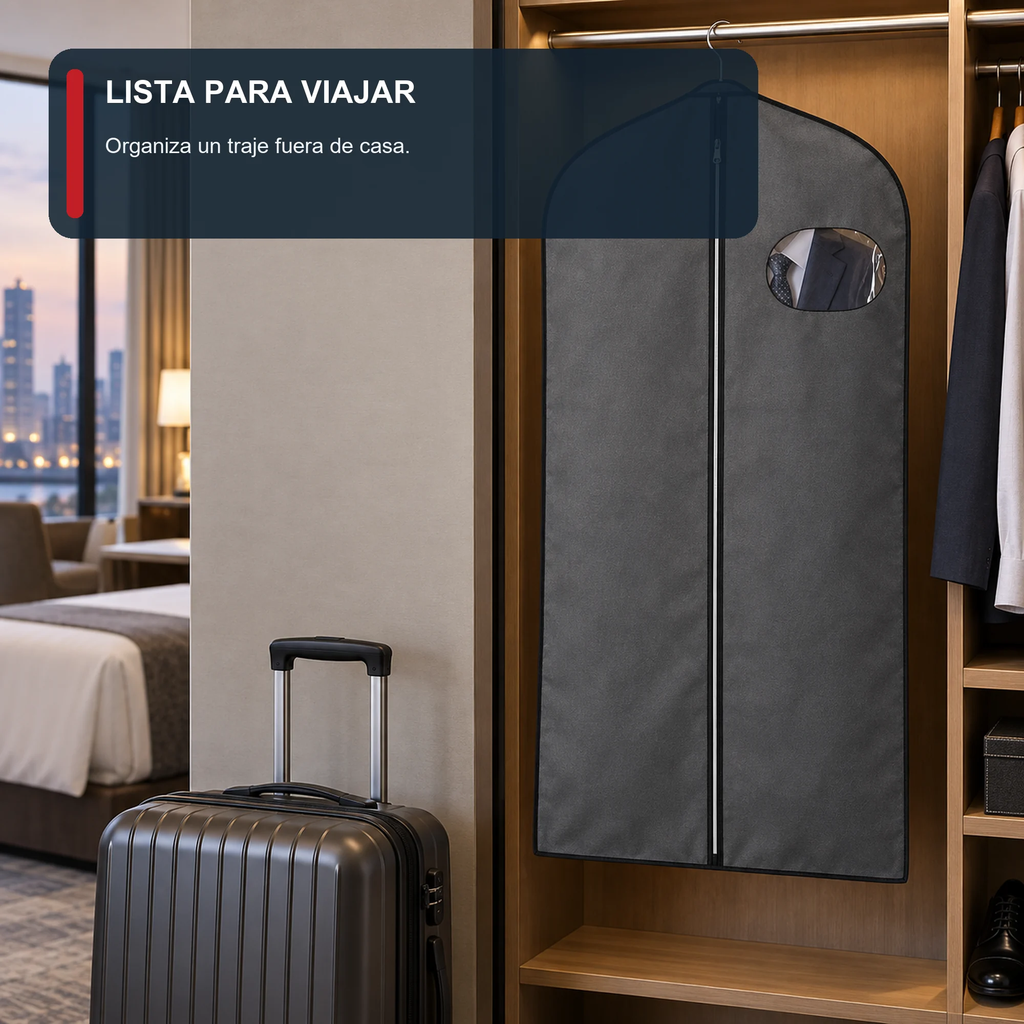 Funda de Traje Gris de Tela No Tejida con Cierre, 60 × 100 cm, 1 Unidad