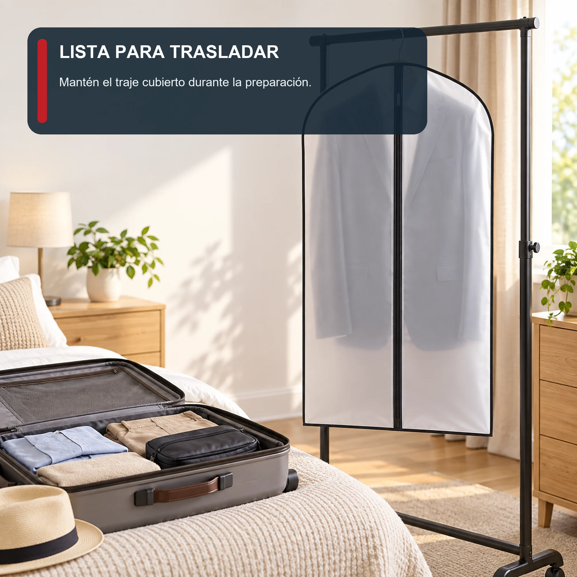 Funda para Traje de PEVA con Cierre, 60 × 100 cm, 1 Funda