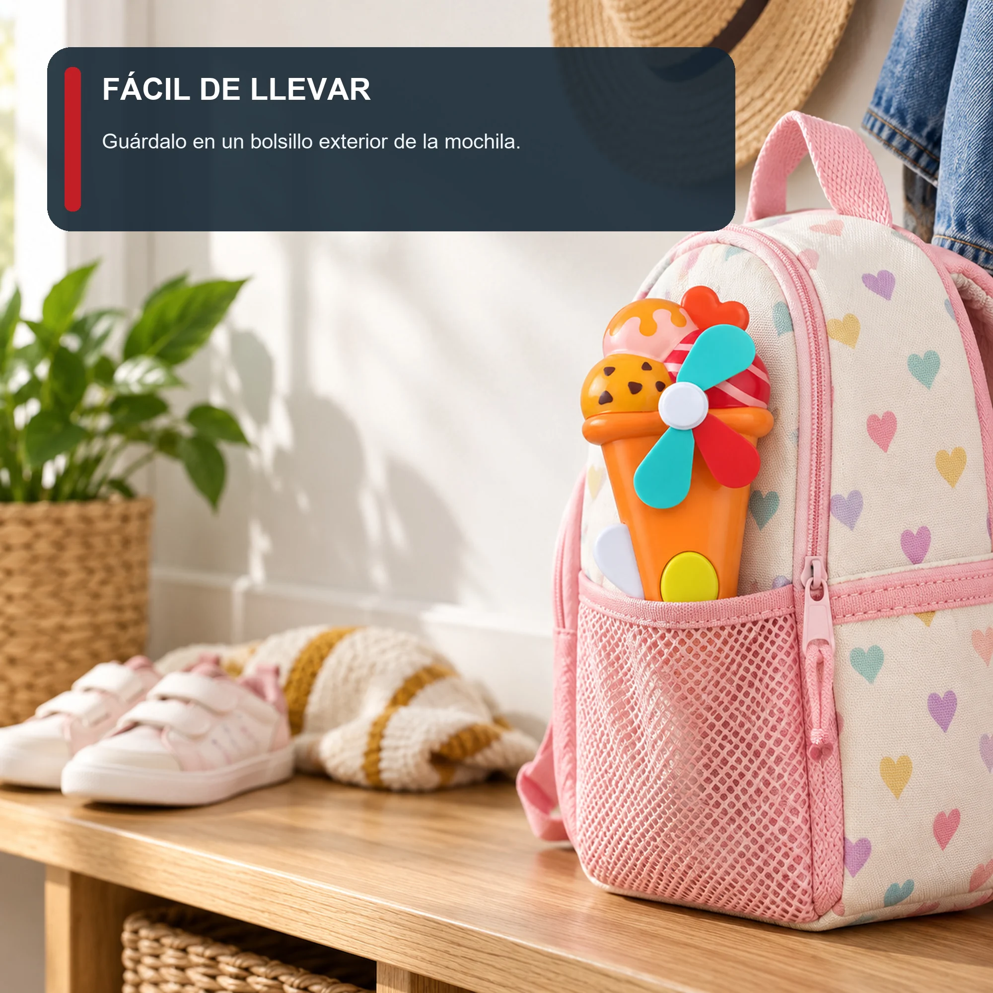 Mini Ventilador Manual con Diseño de Helado, 14 × 6,5 cm, Color Surtido