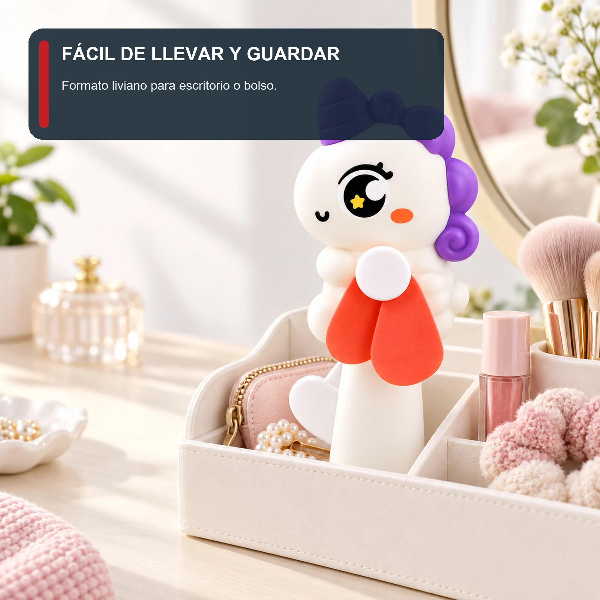 Mini Ventilador Manual Unicornio, 15 × 6,5 cm, Color Surtido