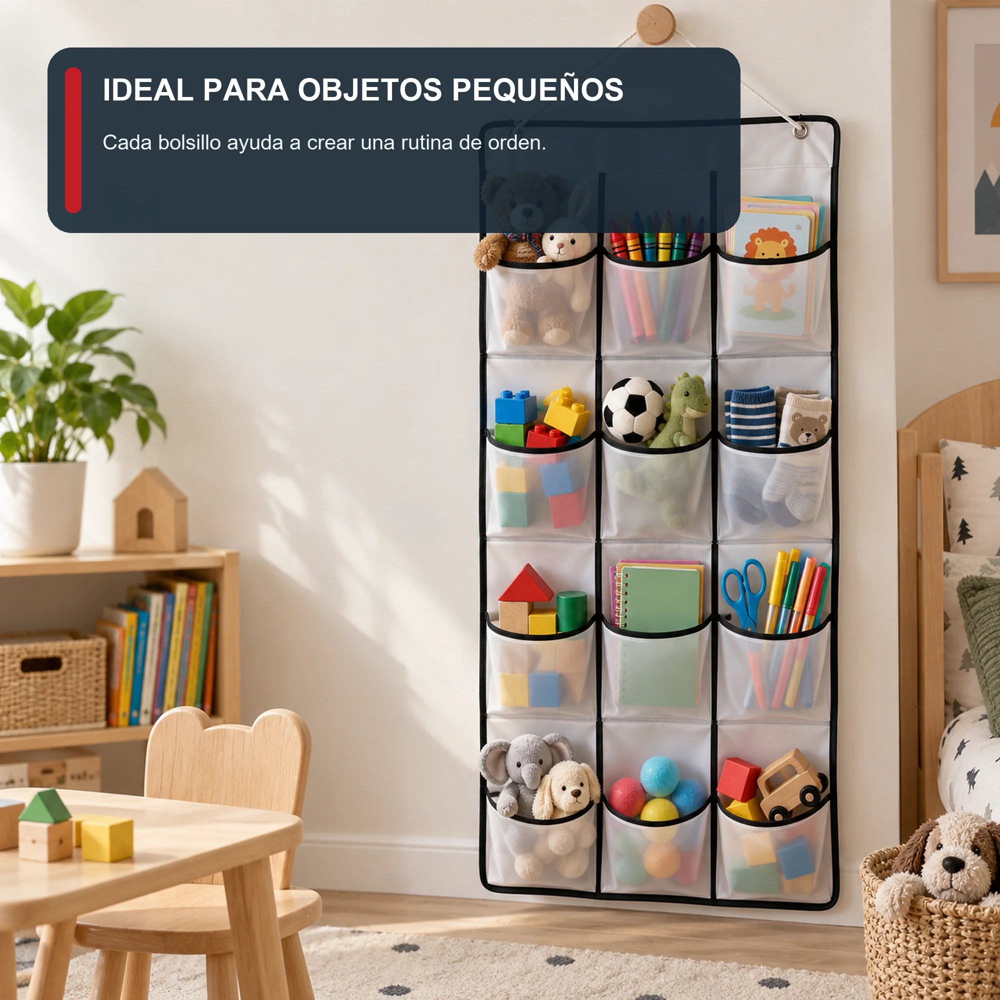 Organizador Colgante de 12 Bolsillos de PEVA y PP, 40 × 90 cm, 1 Unidad