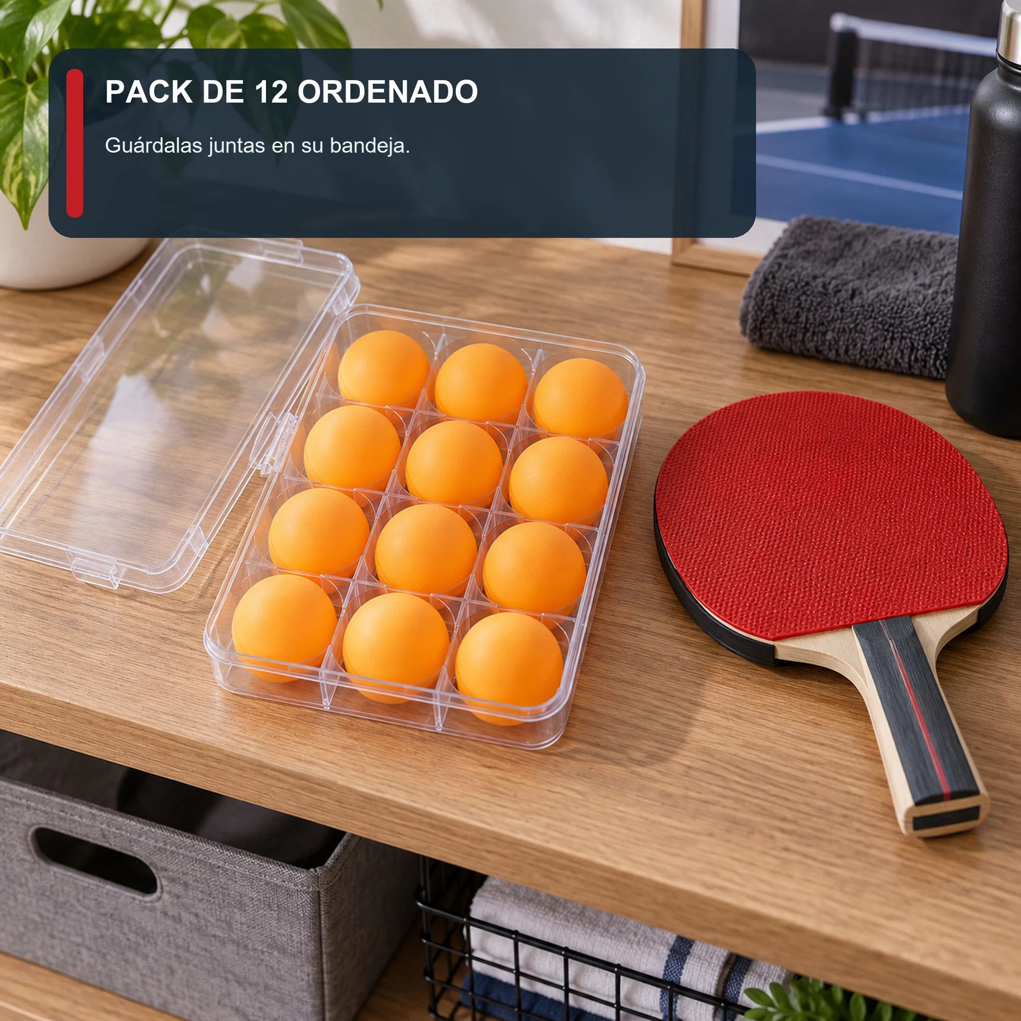 Pelotas de Tenis de Mesa Naranjas, 3,5 cm, Pack de 12