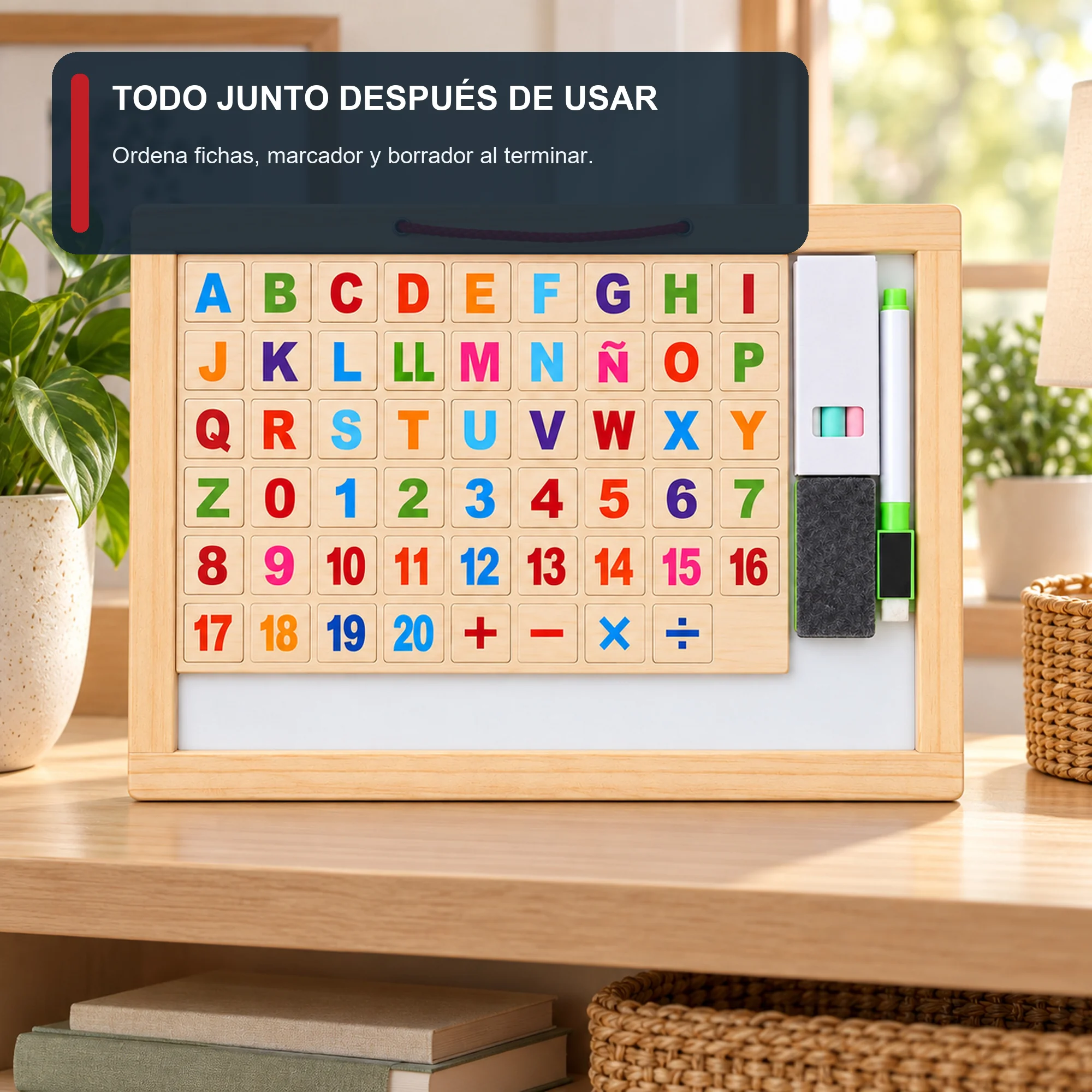 Pizarra Magnética Educativa en Español, 90 Piezas, 31 × 20 cm