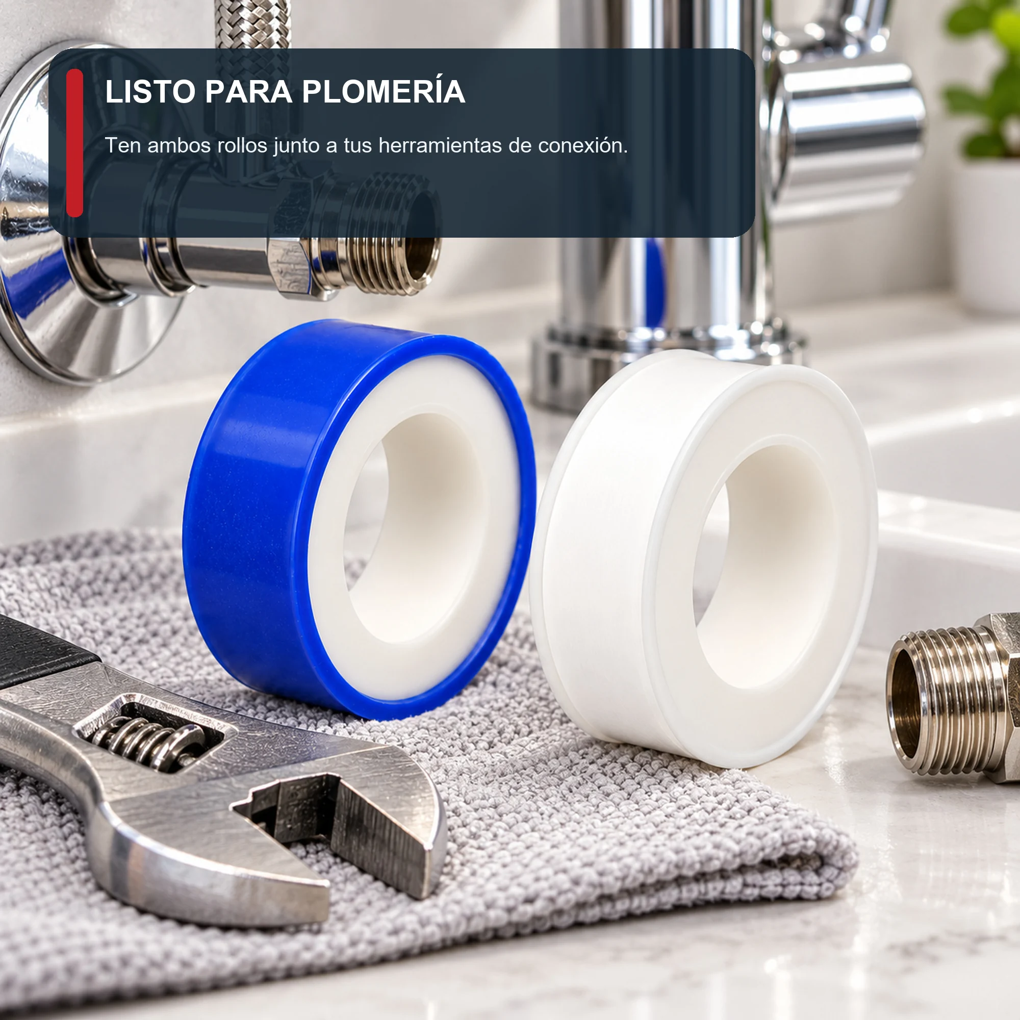 Set de 2 Cintas Selladoras de PTFE, 12 mm × 10 m