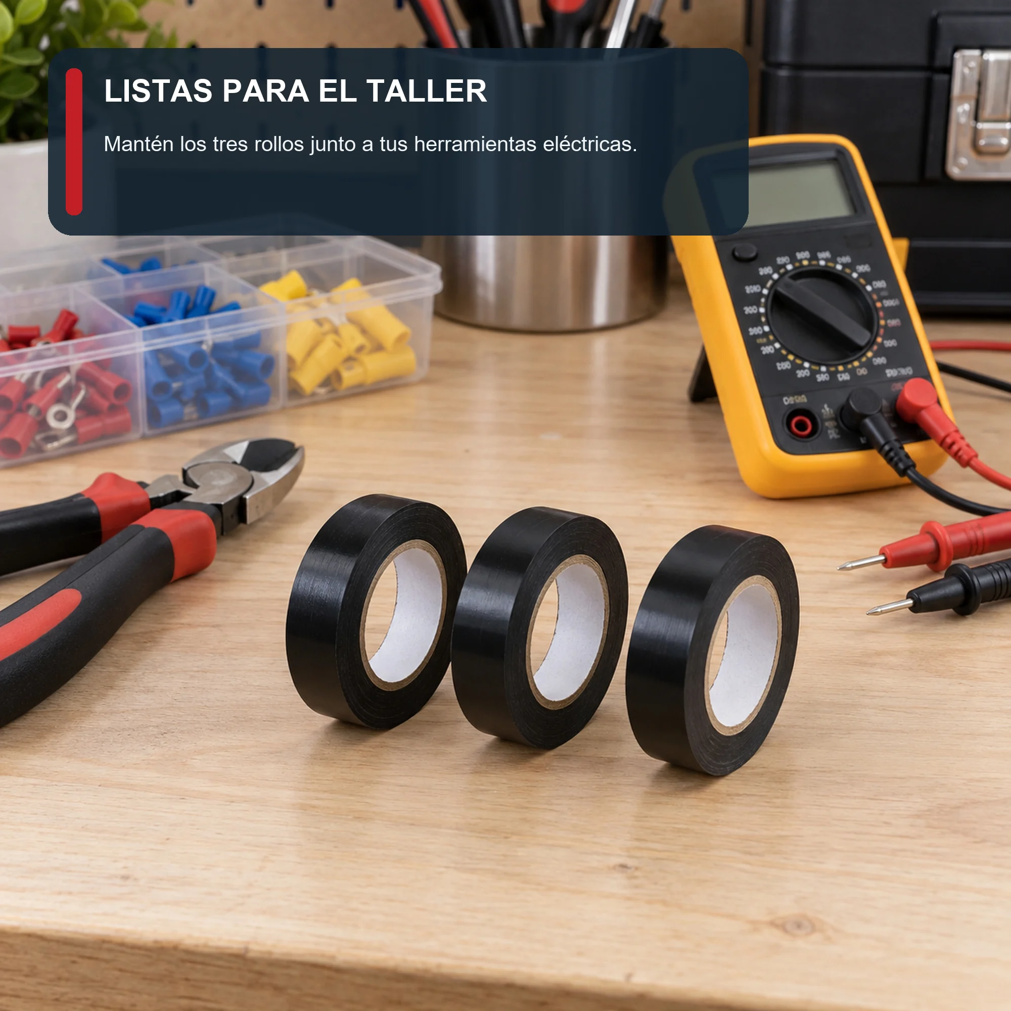 Set de 3 Cintas Aisladoras PVC Negras, 19 mm × Aprox. 6 m
