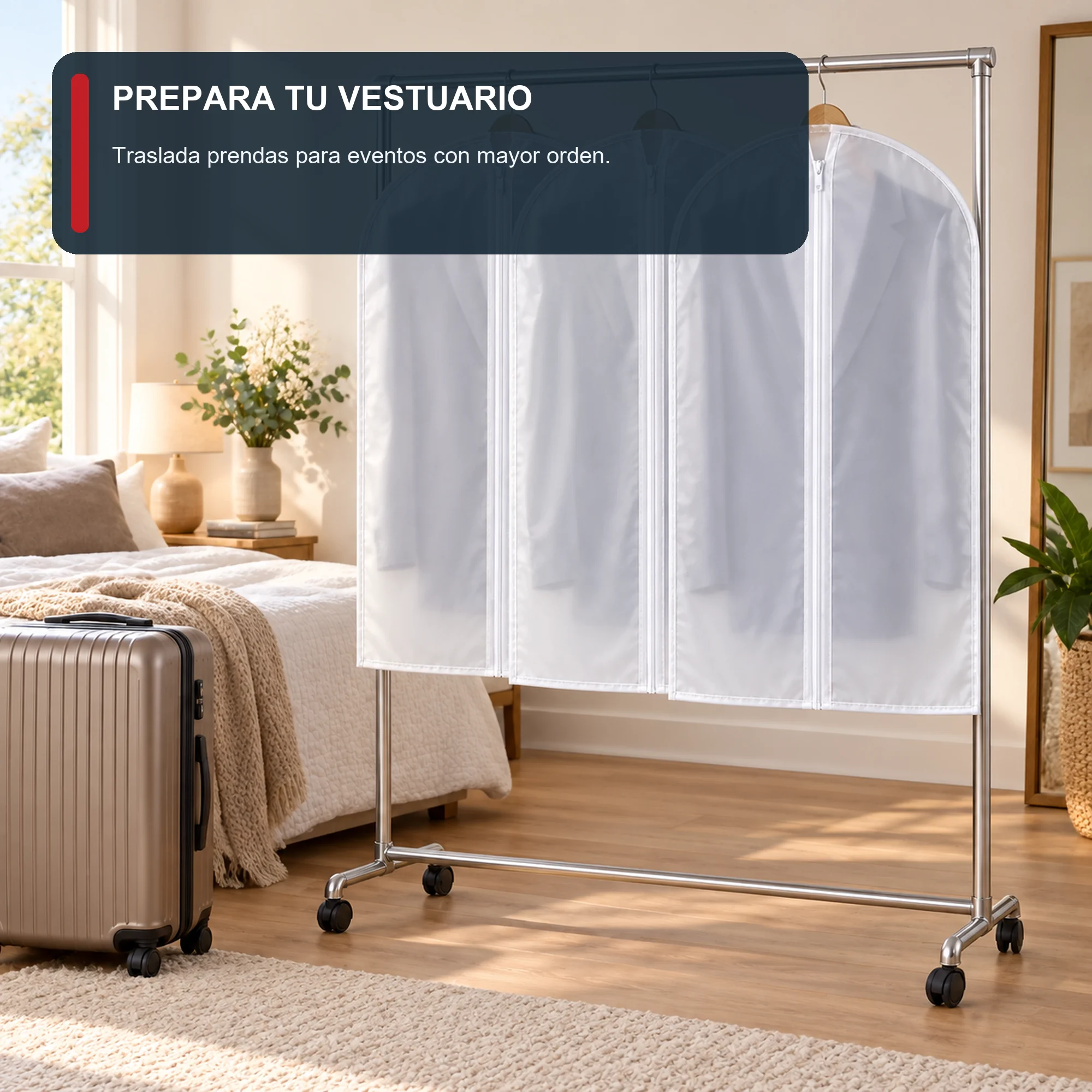 Set de 3 Fundas para Traje de PEVA con Cierre, 60 × 100 cm, 3 Fundas