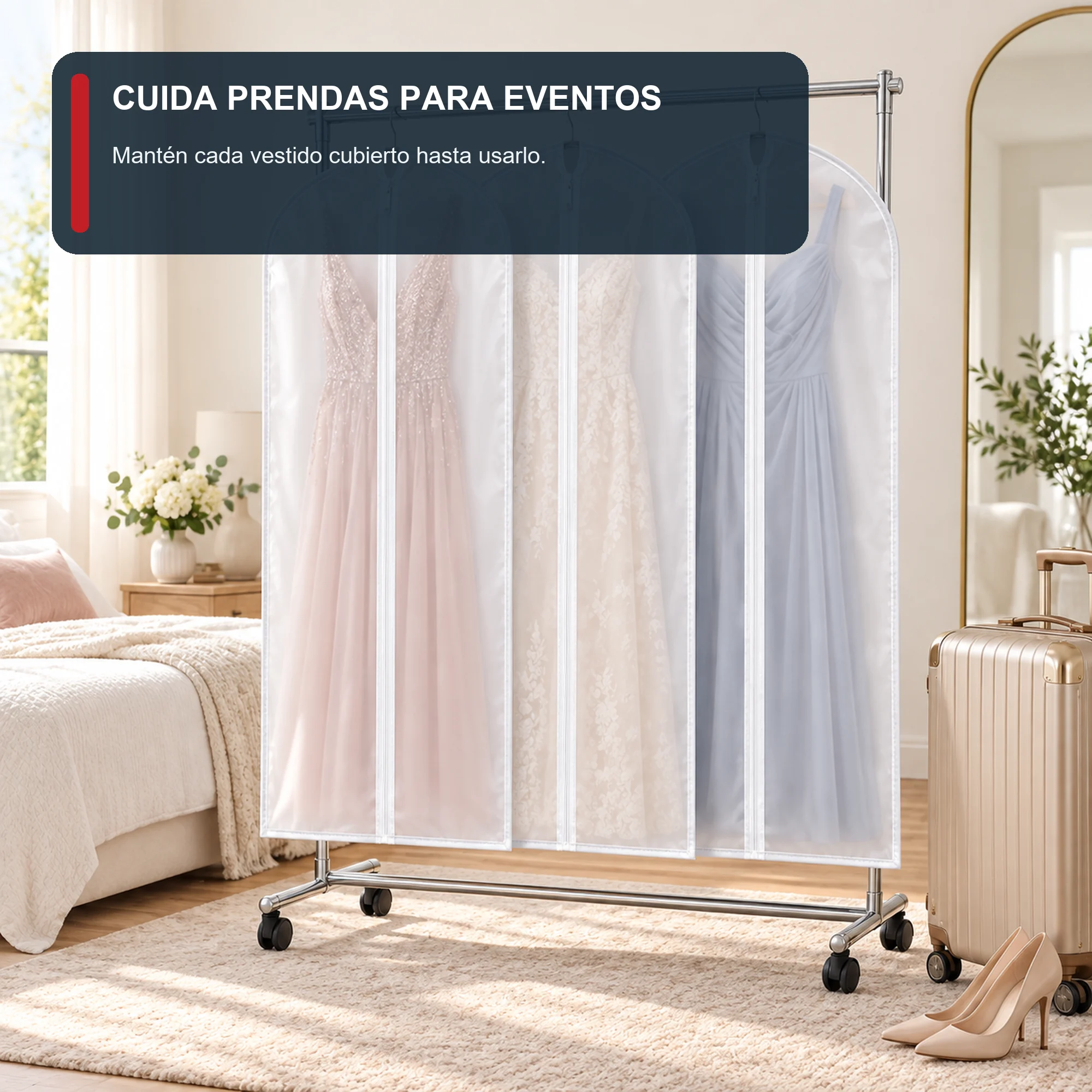 Set de 3 Fundas para Traje de PEVA con Cierre, 60 × 120 cm, 3 Fundas