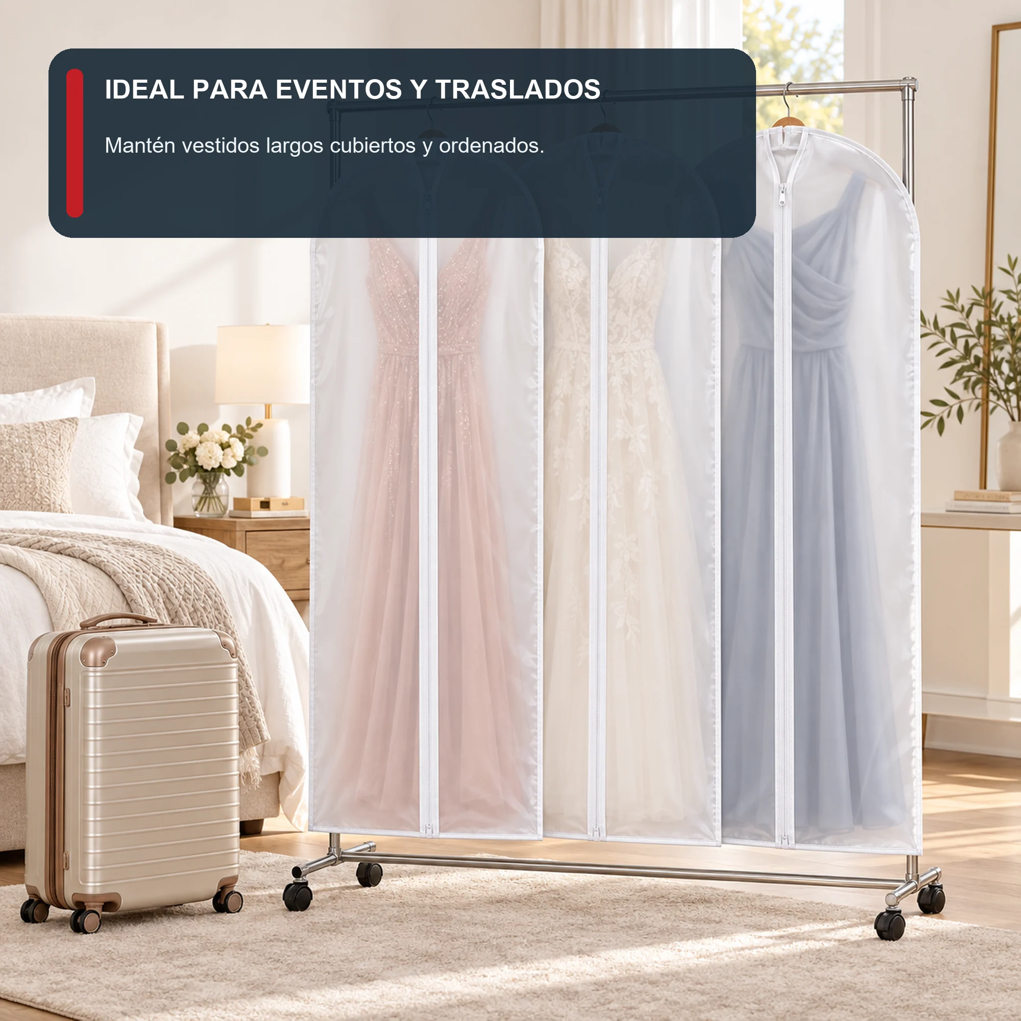 Set de 3 Fundas para Traje de PEVA con Cierre, 60 × 140 cm, 3 Fundas