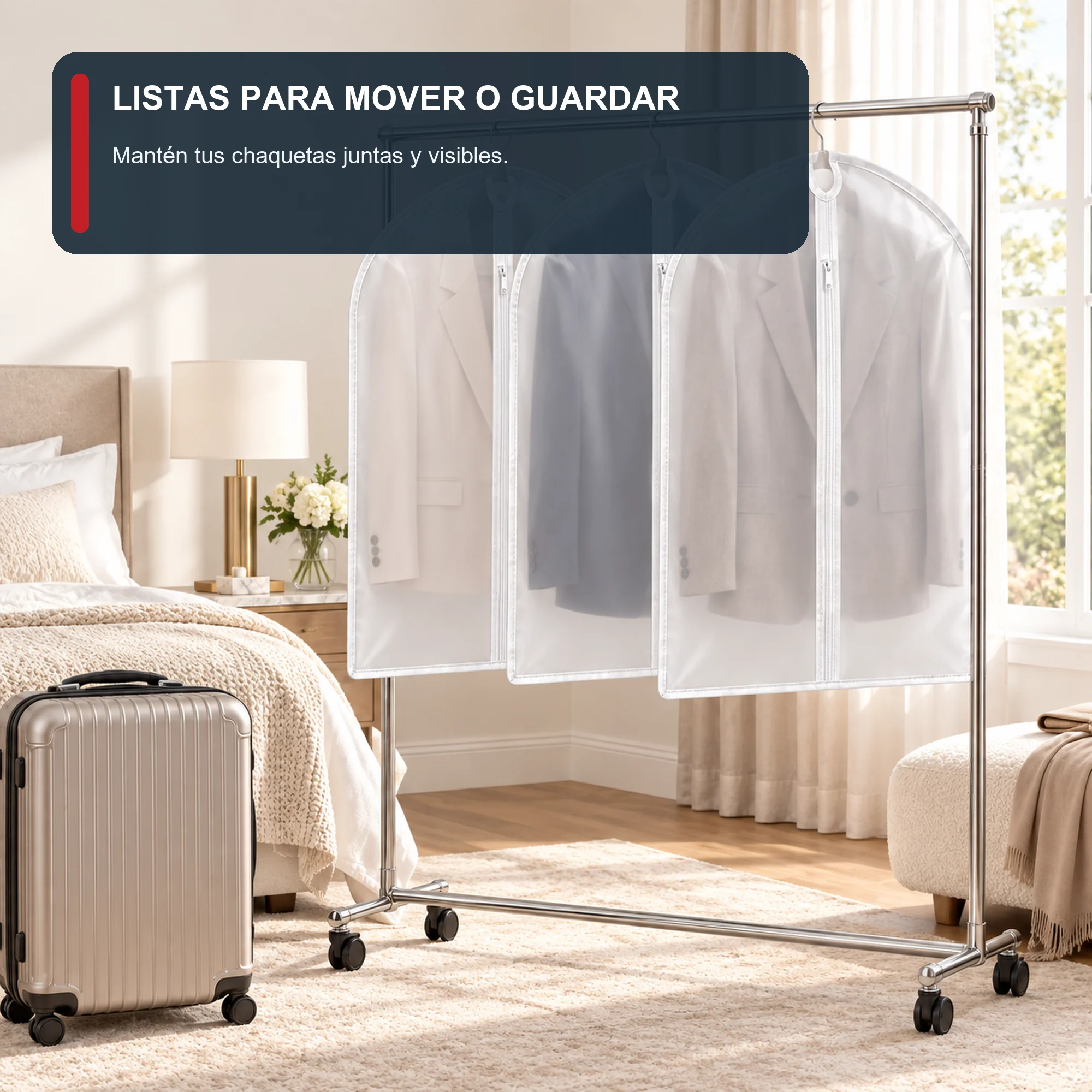 Set de 3 Fundas para Traje de PEVA con Cierre, 60 × 80 cm, 3 Fundas