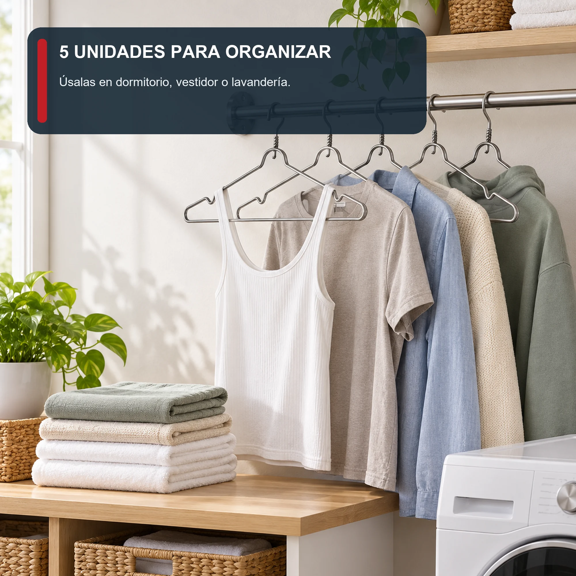 Set de 5 Colgadores Metálicos con Muescas de 40 cm