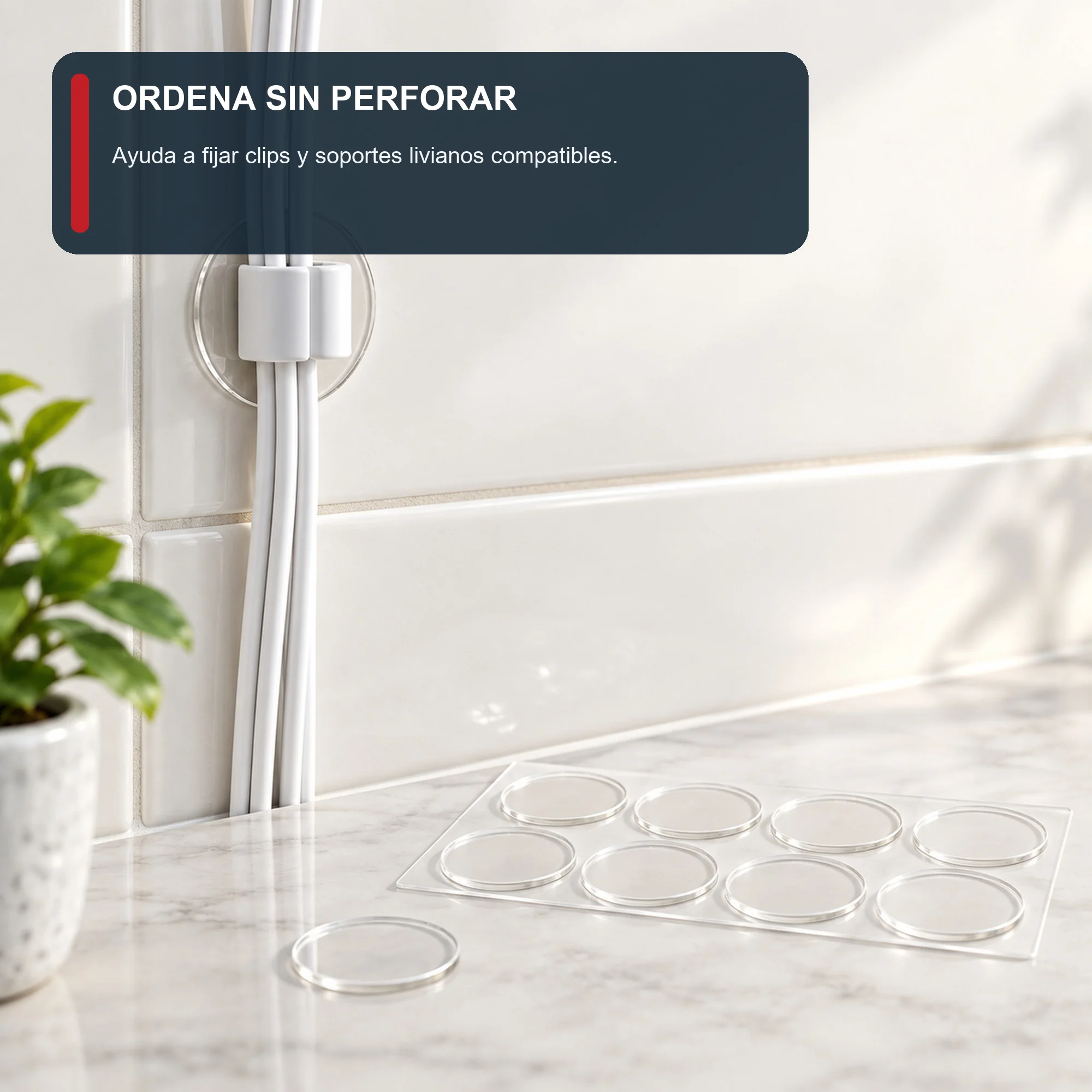 Set de 8 Almohadillas Adhesivas Acrílicas Transparentes Redondas, 30 mm
