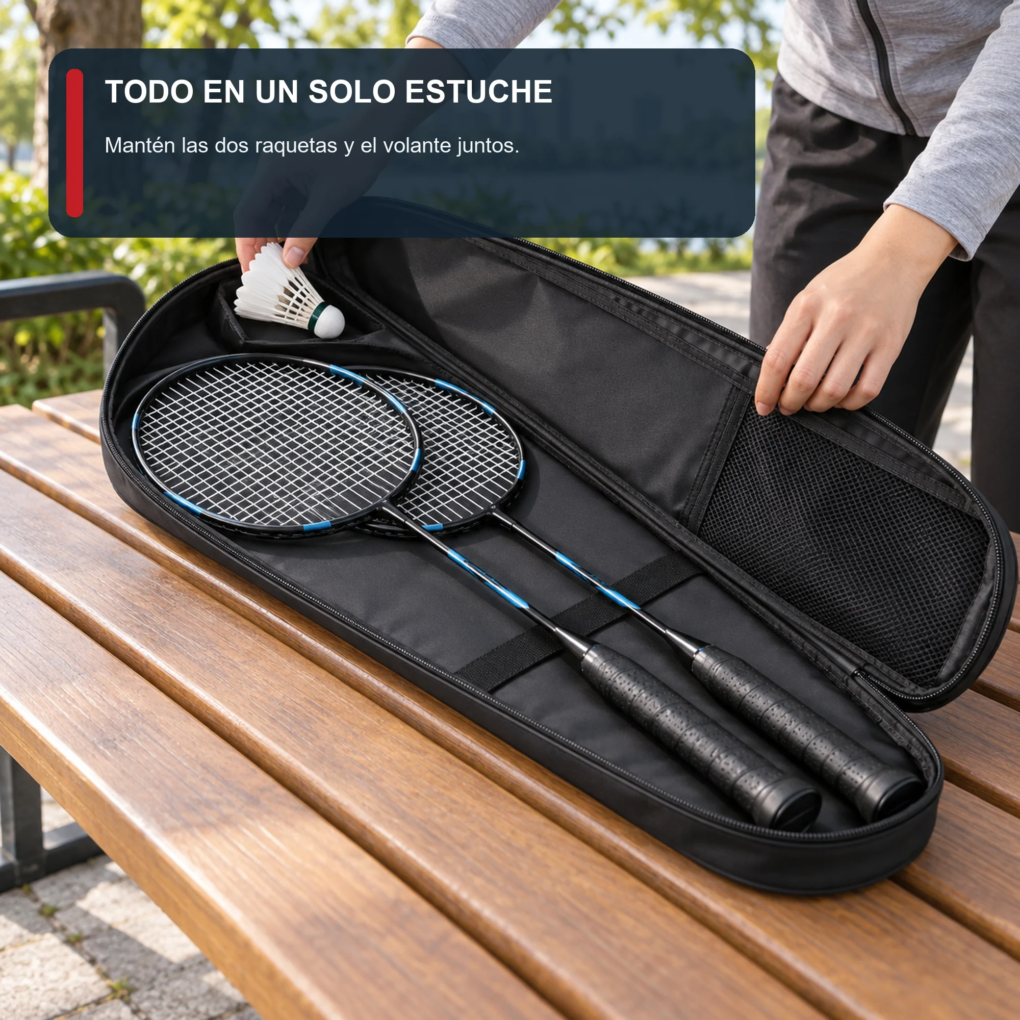 Set de Bádminton con 2 Raquetas, Volante y Estuche