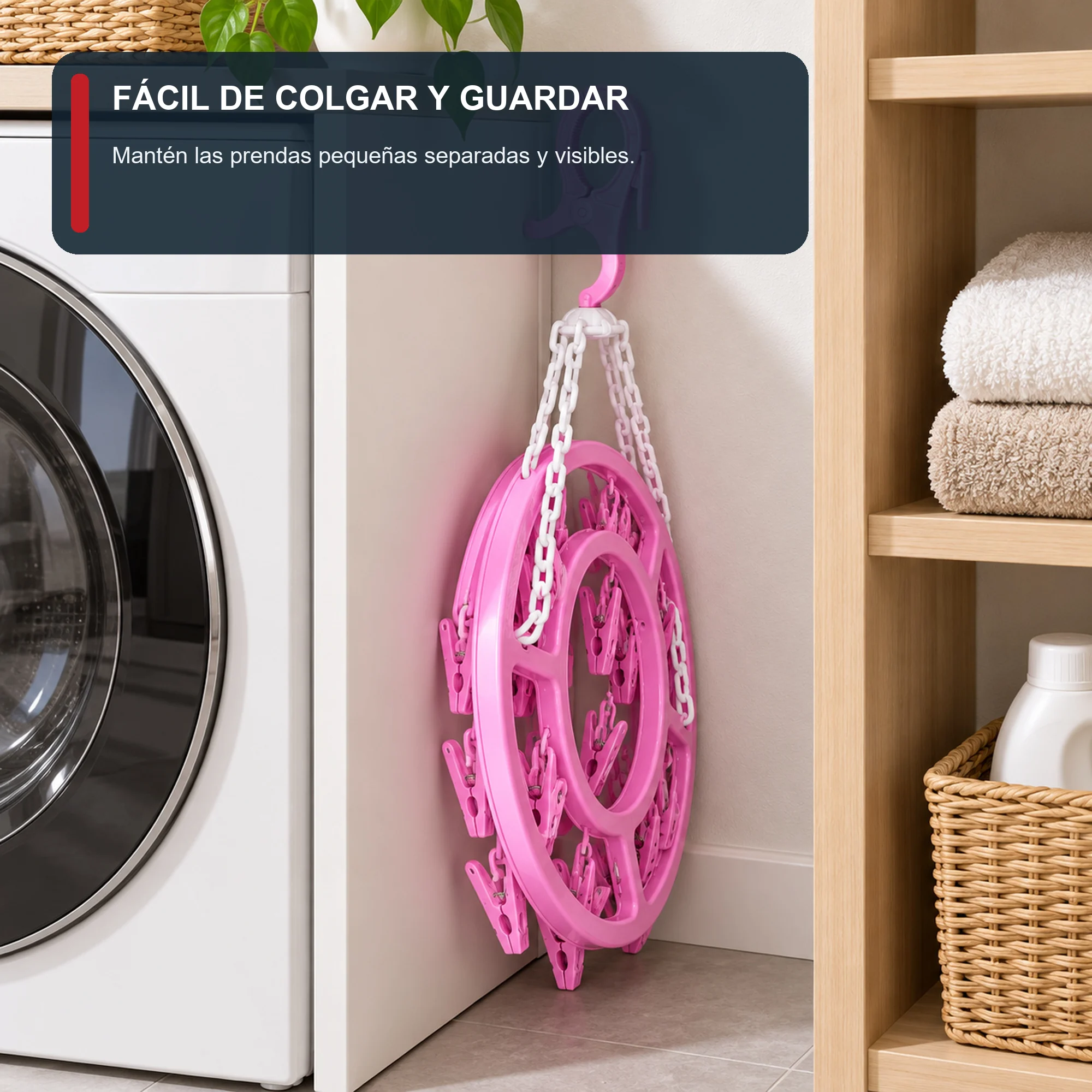 Tendedero Colgante Circular Decorativo con 16 Pinzas, diámetro 33 cm
