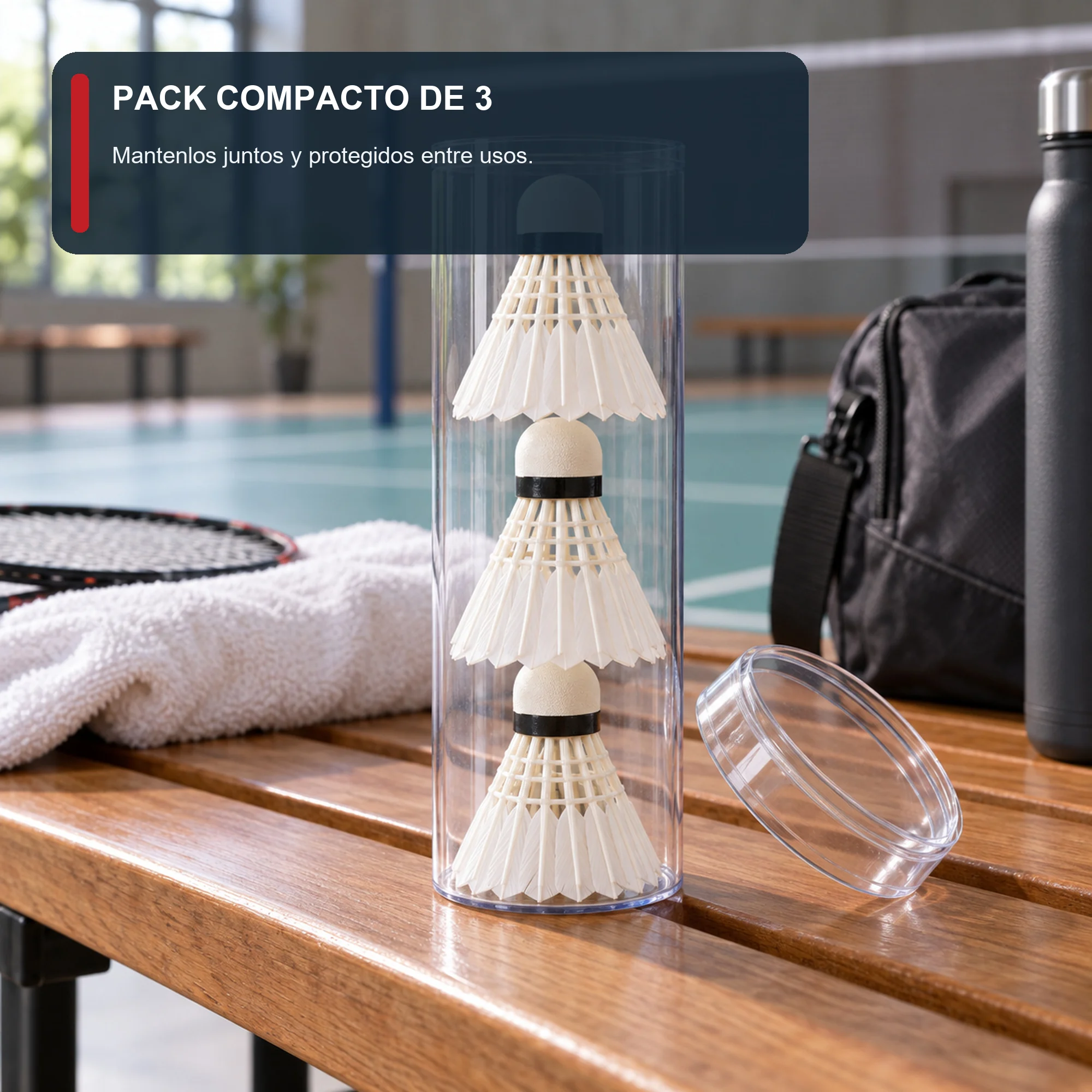 Volantes de Bádminton Plásticos Blancos, 7,5 cm, Pack de 3